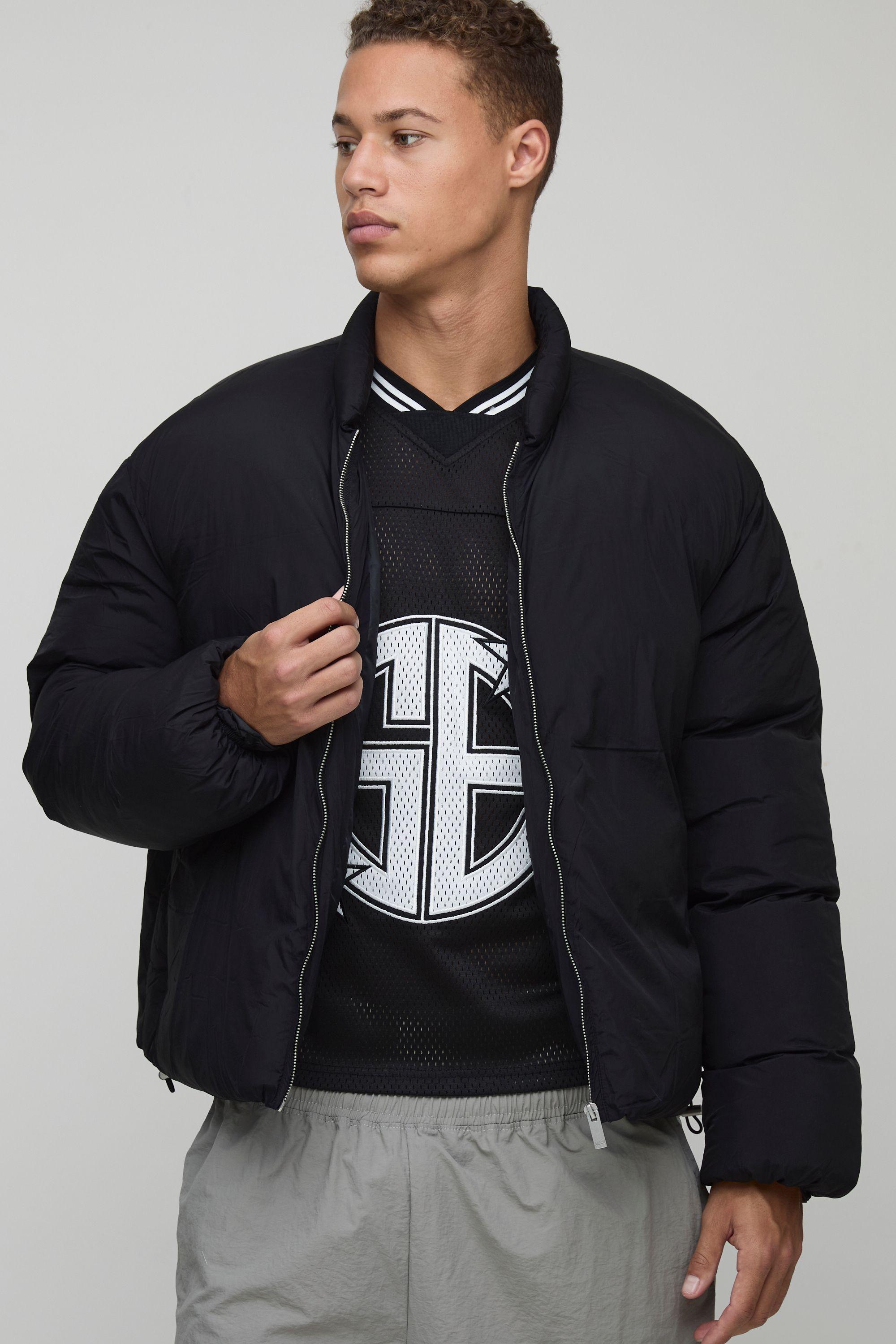 Tall Mono Padded Oversized Bomber Jacket by BOOHOOMAN