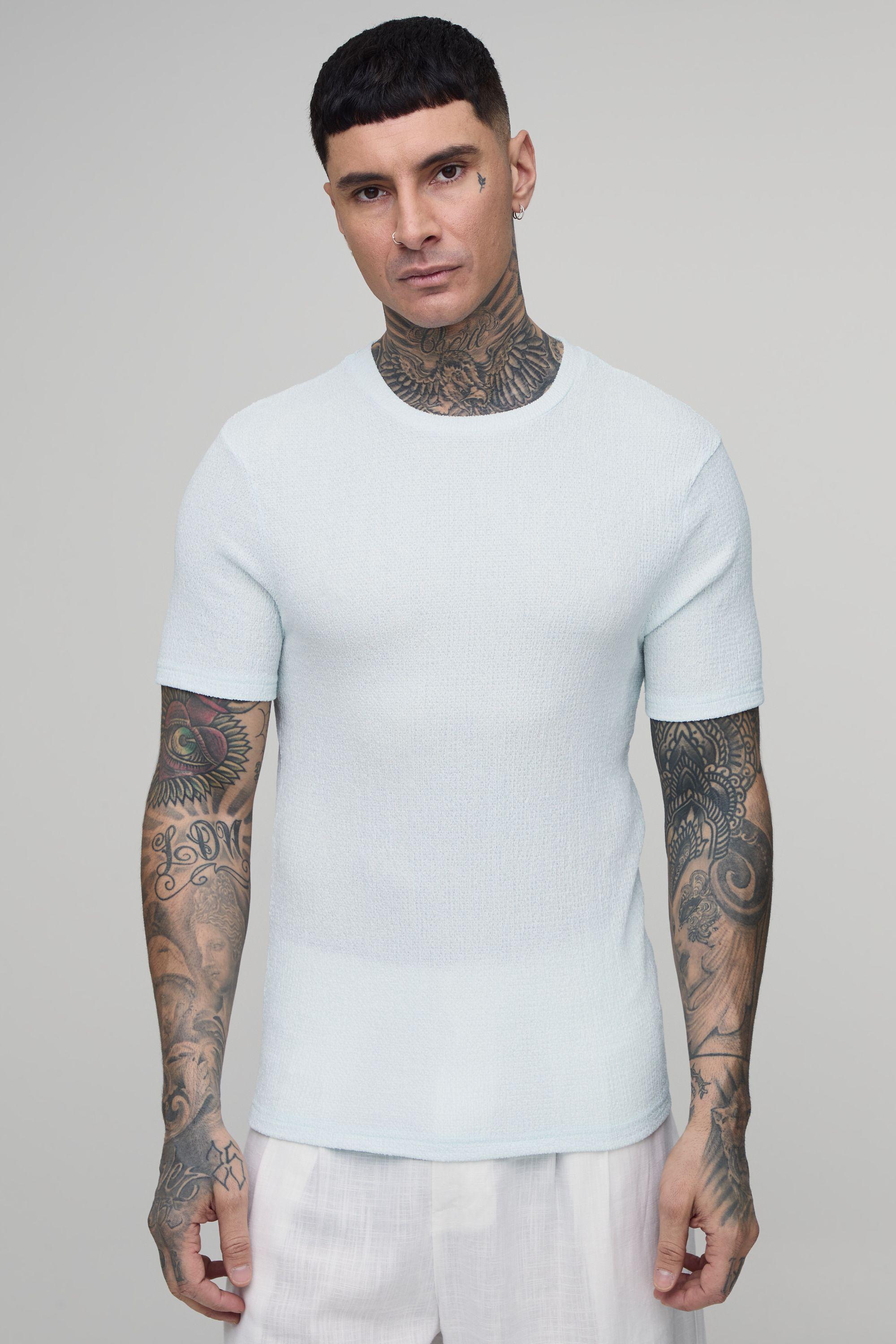 Tall Muscle Fit Crinkle Textured T-shirt by BOOHOOMAN