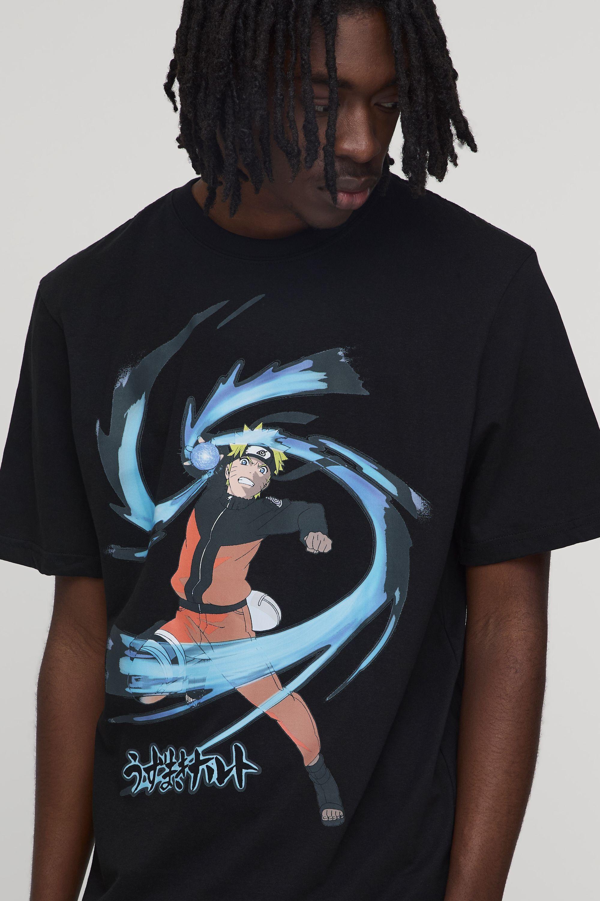 Tall Naruto Uzumaki Punch Oversized License Print T-shirt by BOOHOOMAN
