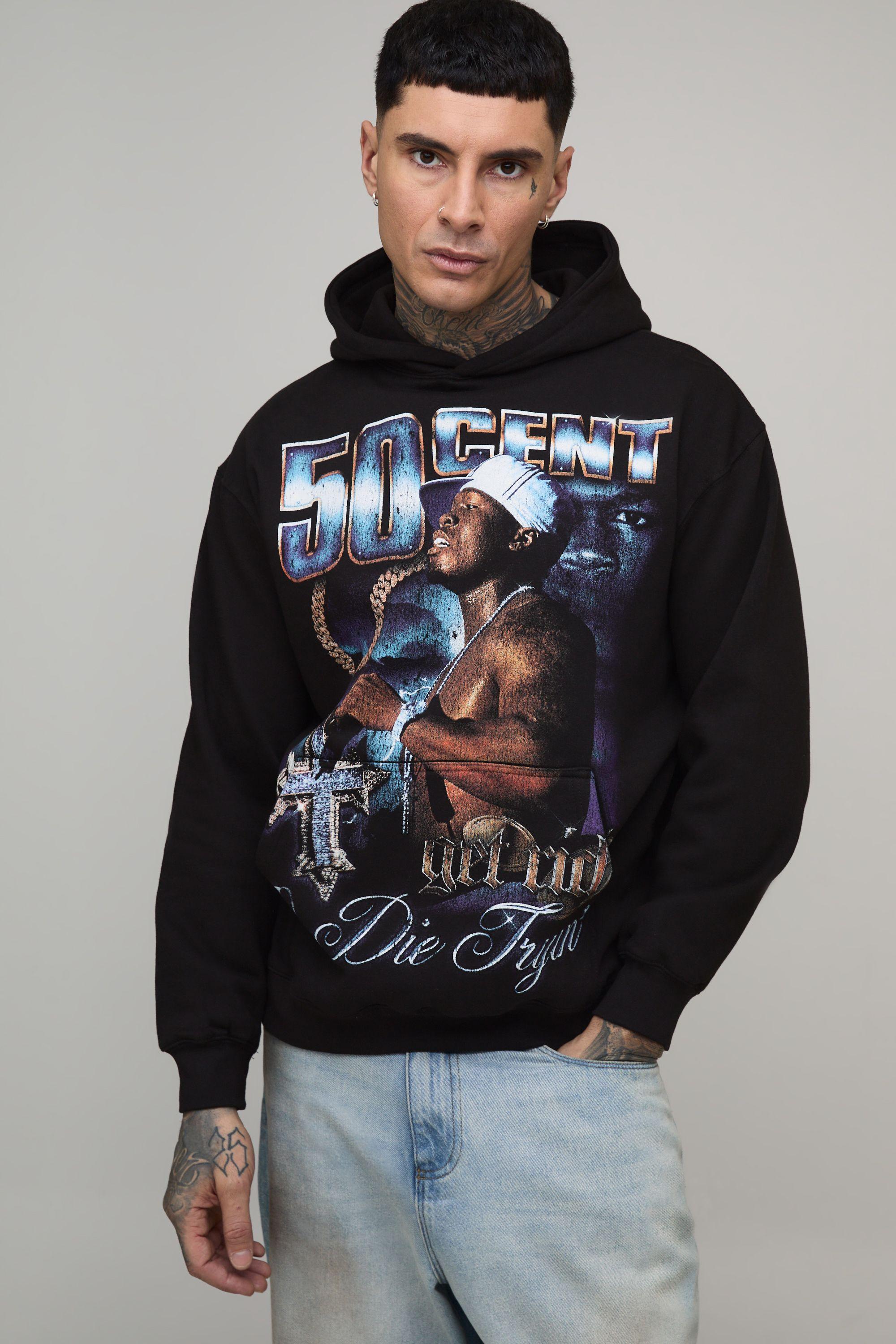 Tall Oversized 50 Cent License Printed Hoodie by BOOHOOMAN