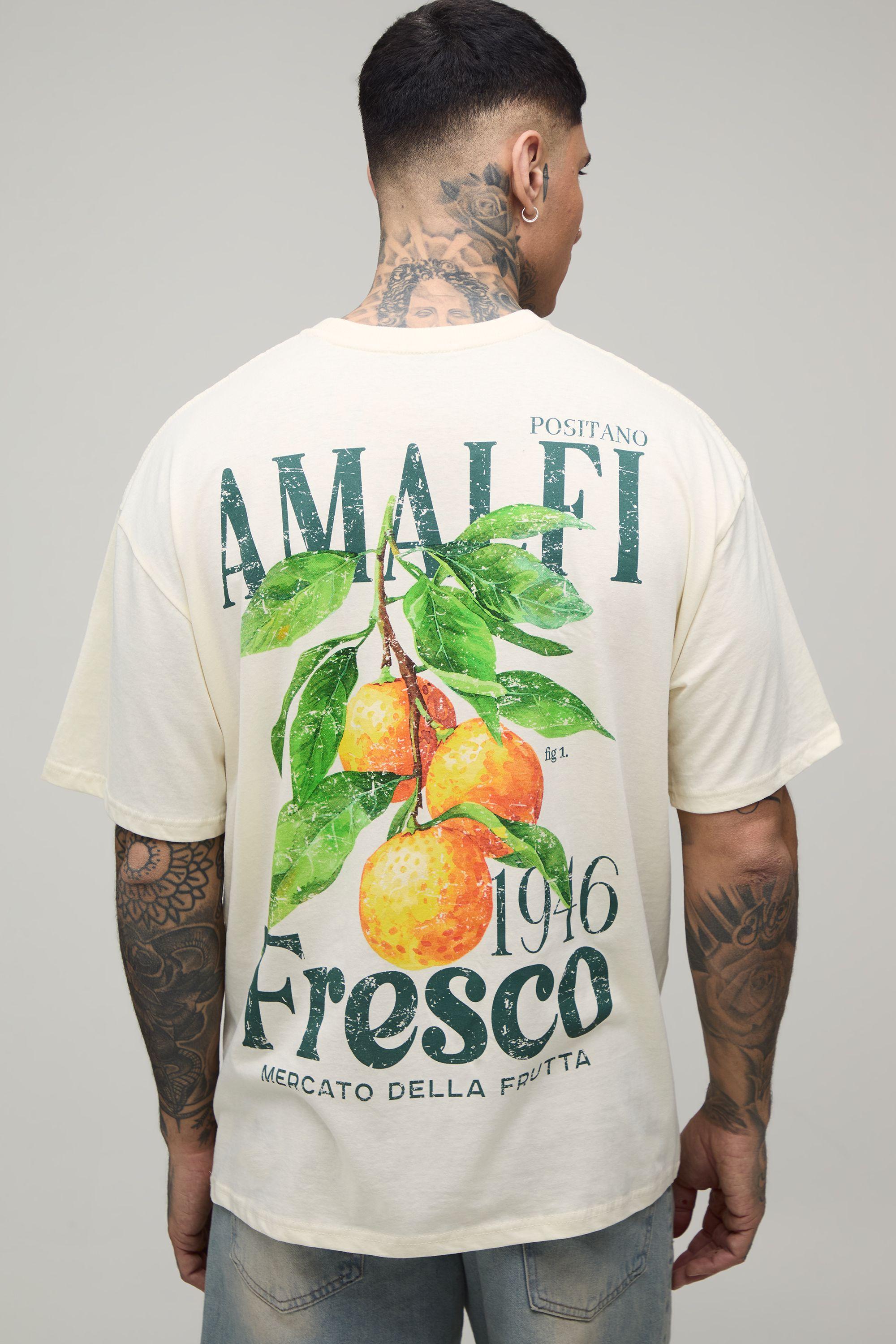Tall Oversized Amalfi Lemon Print T-Shirt by BOOHOOMAN