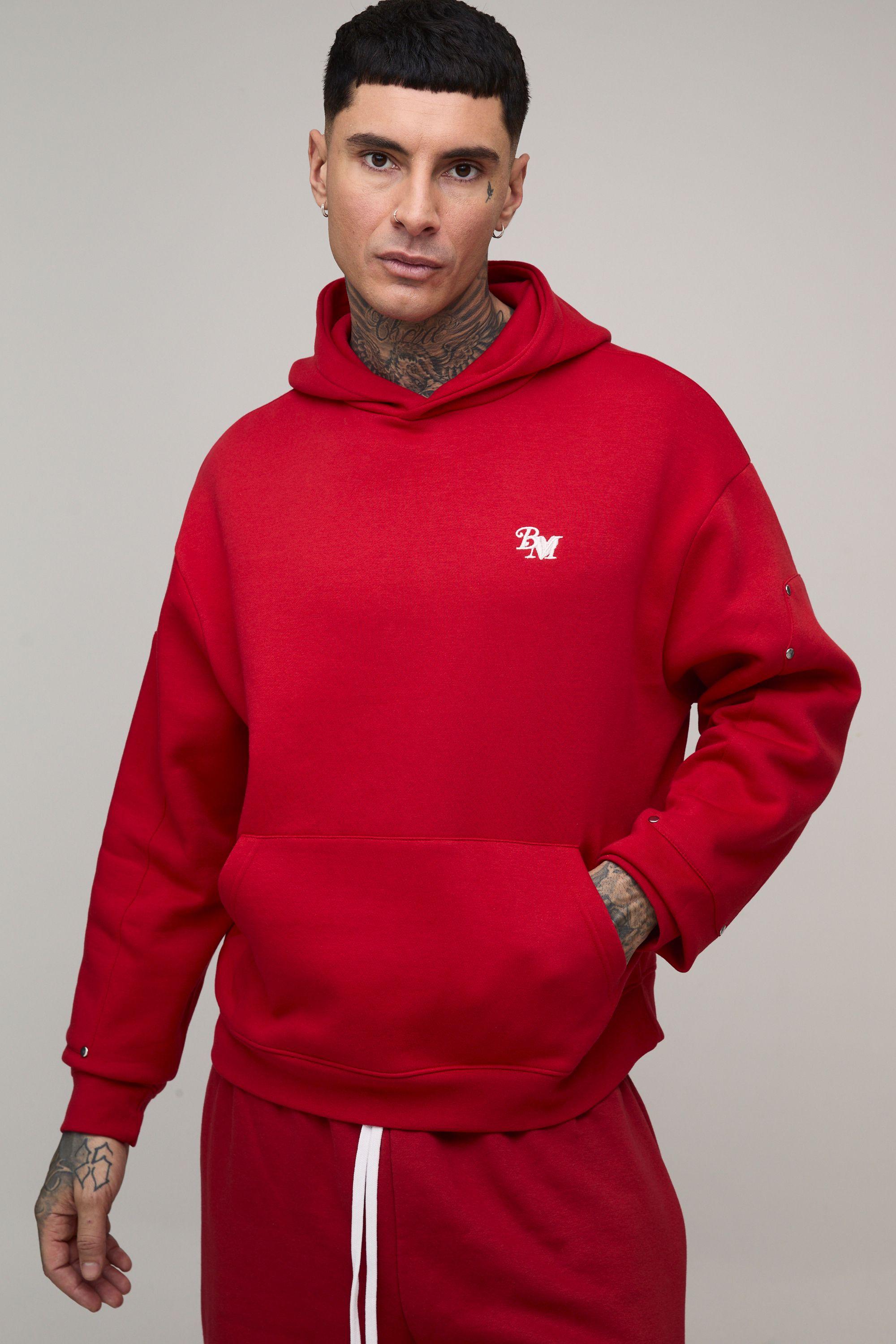 Tall Oversized Boxy BM Panelled Hoodie by BOOHOOMAN