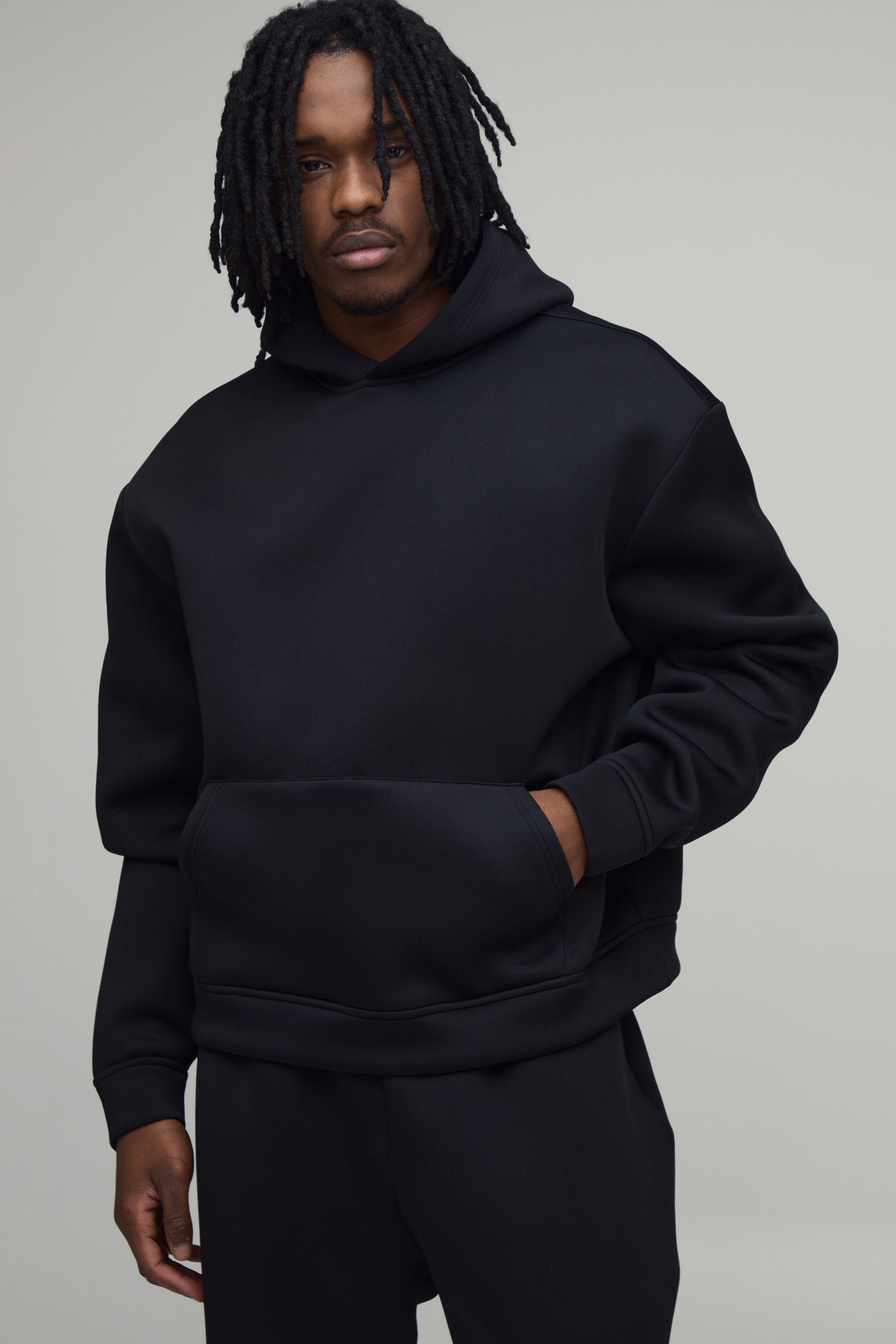Tall Oversized Boxy Bonded Scuba Hoodie by BOOHOOMAN