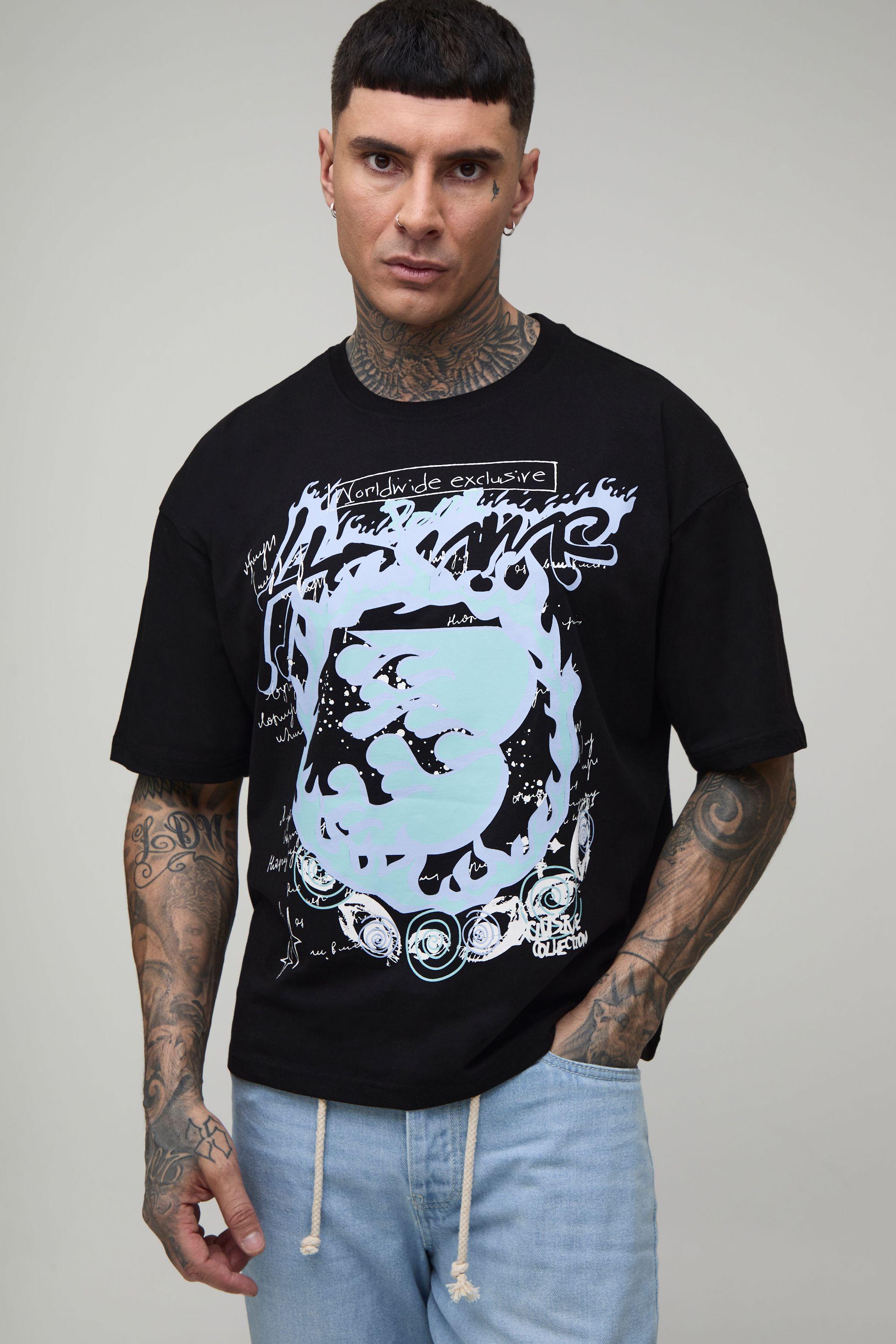 Tall Oversized Boxy Heavyweight Homme Graphic T-Shirt by BOOHOOMAN