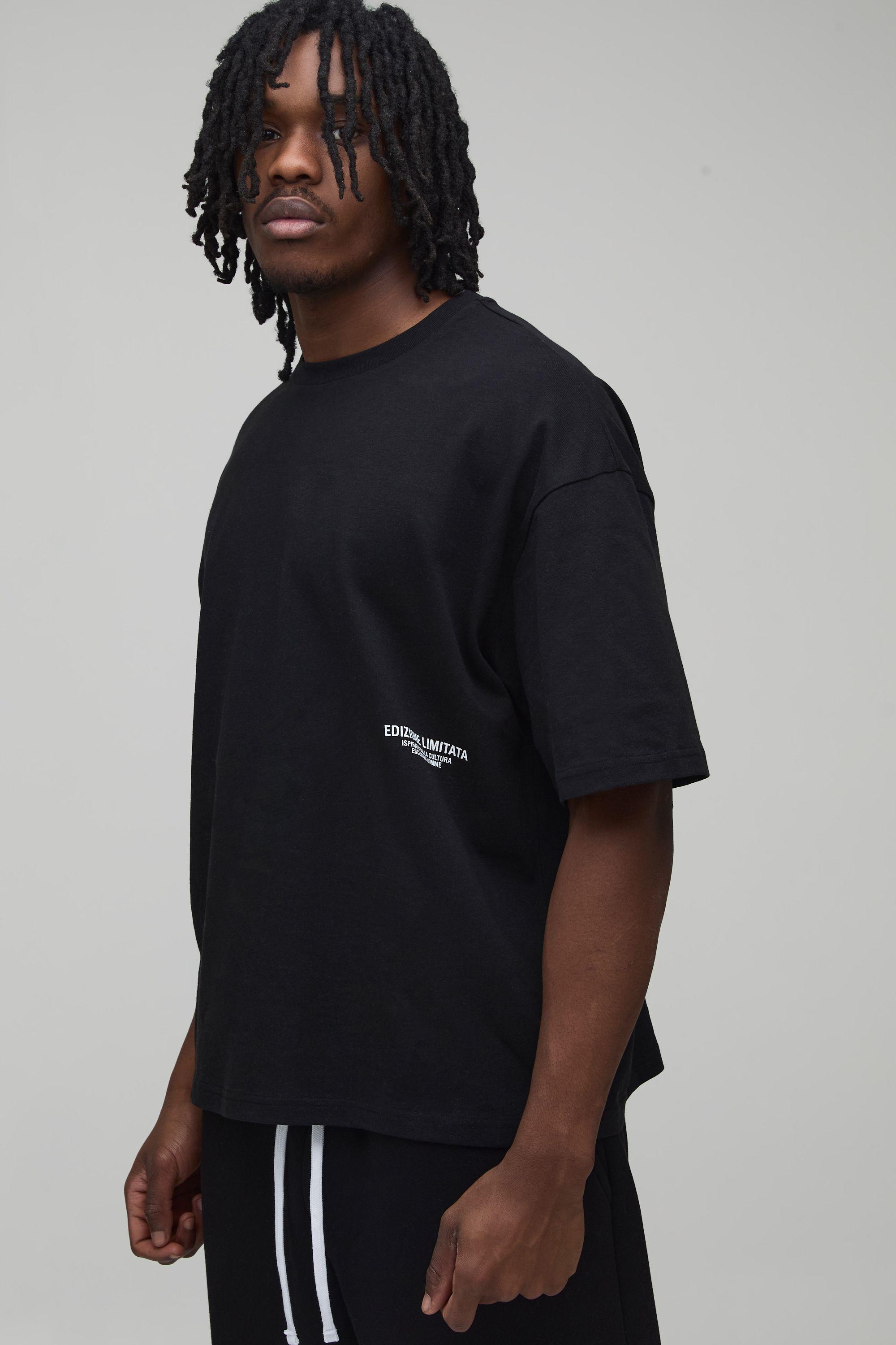 Tall Oversized Boxy Heavyweight Printed T-Shirt by BOOHOOMAN