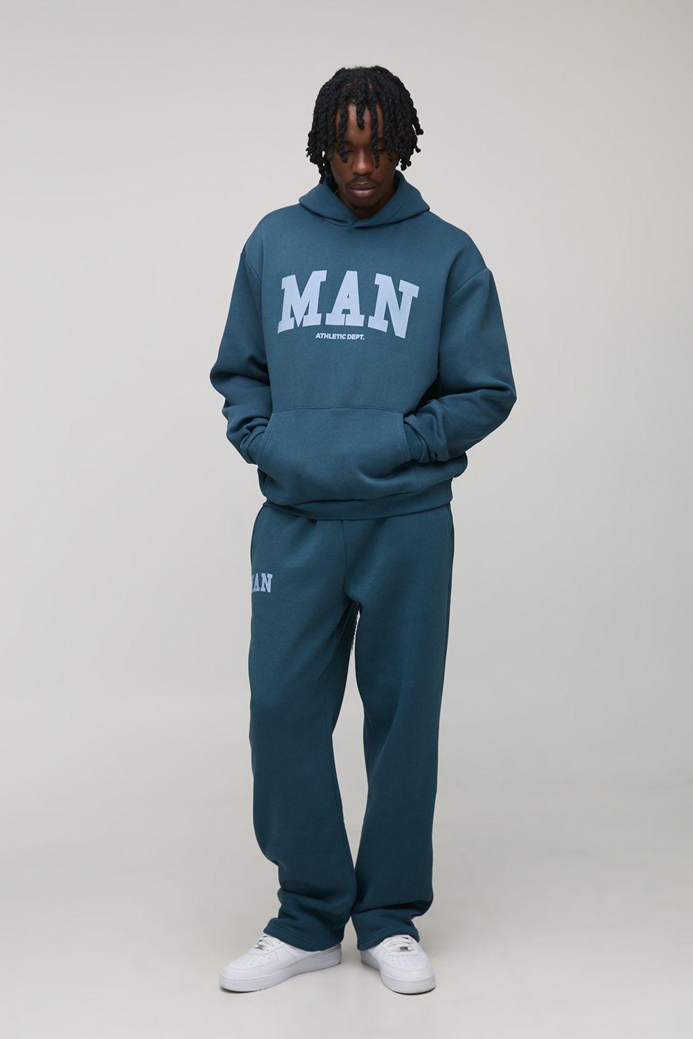 Tall Oversized Boxy Man Print Hoodie & Baggy Fit Jogger Tracksuit by BOOHOOMAN