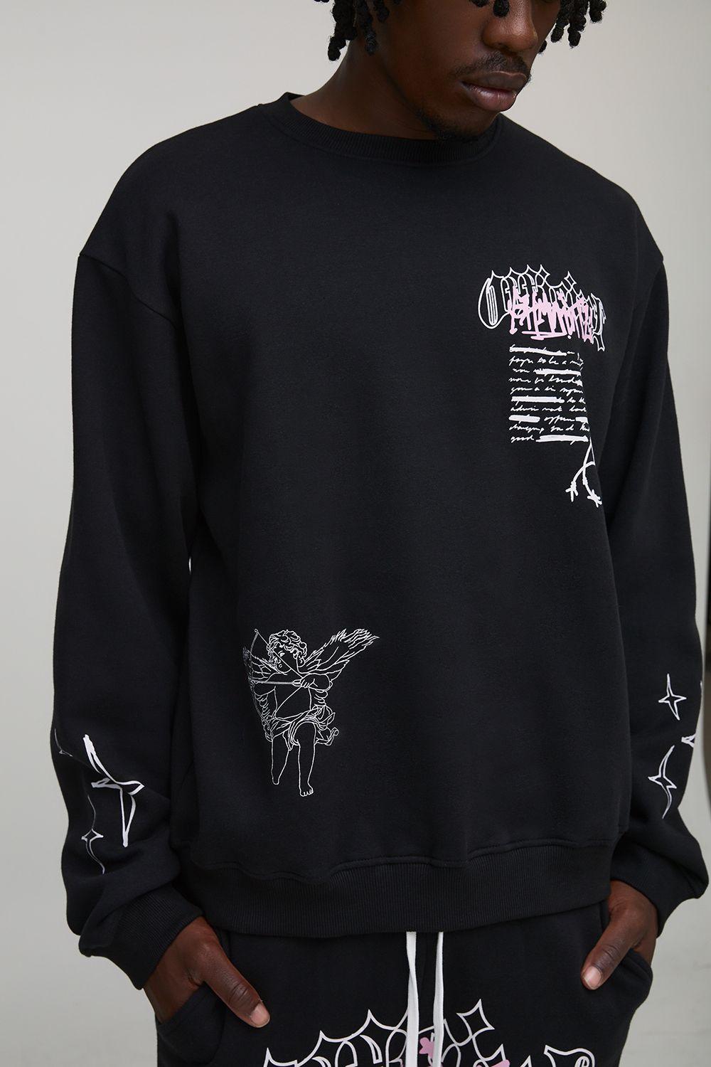 Tall Oversized Boxy Renaissance Print Sweatshirt by BOOHOOMAN