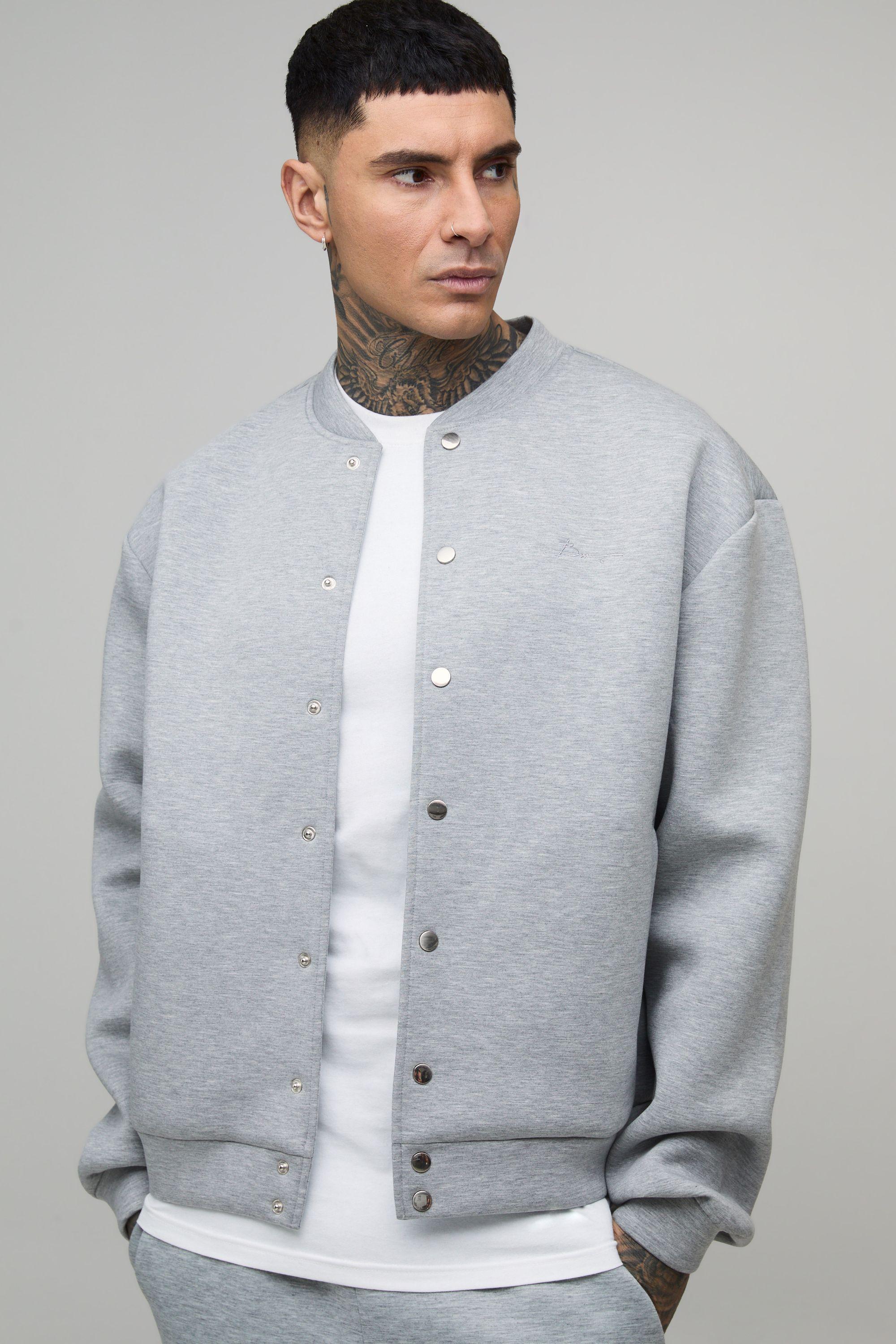 Tall Oversized Boxy Scuba Marl Bomber Jacket by BOOHOOMAN