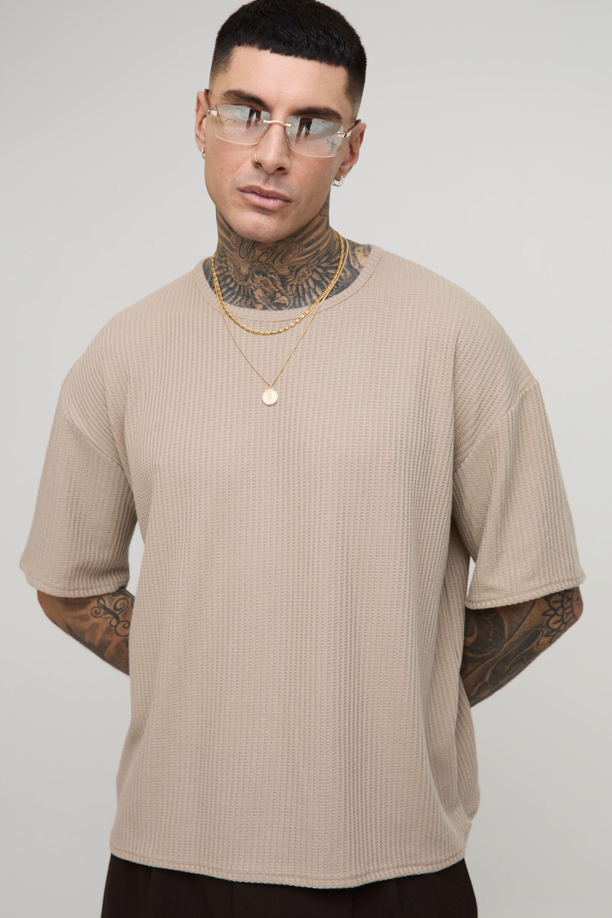 Tall Oversized Boxy Textured T-Shirt by BOOHOOMAN