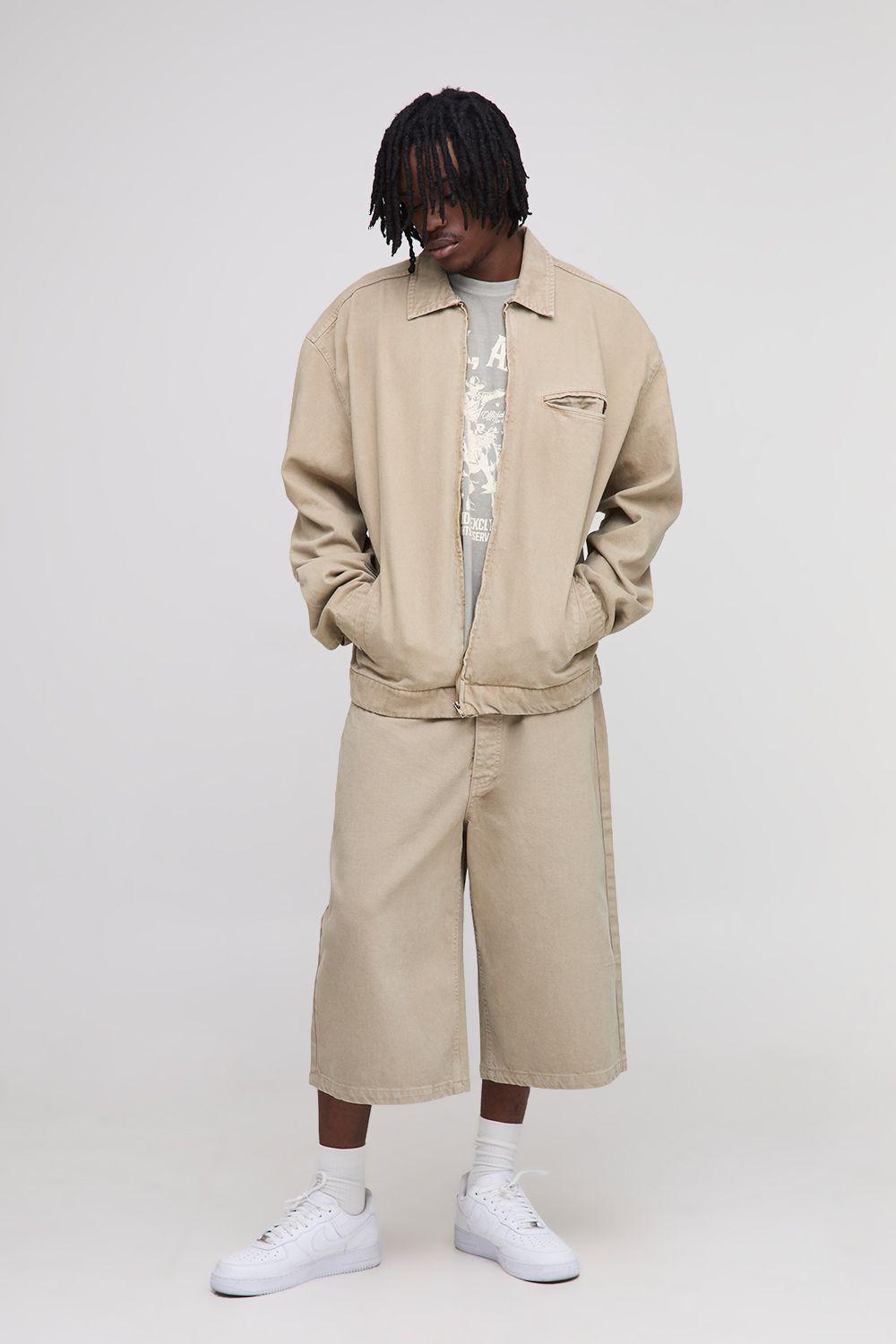 Tall Oversized Boxy Washed Zip Up Denim Overshirt by BOOHOOMAN