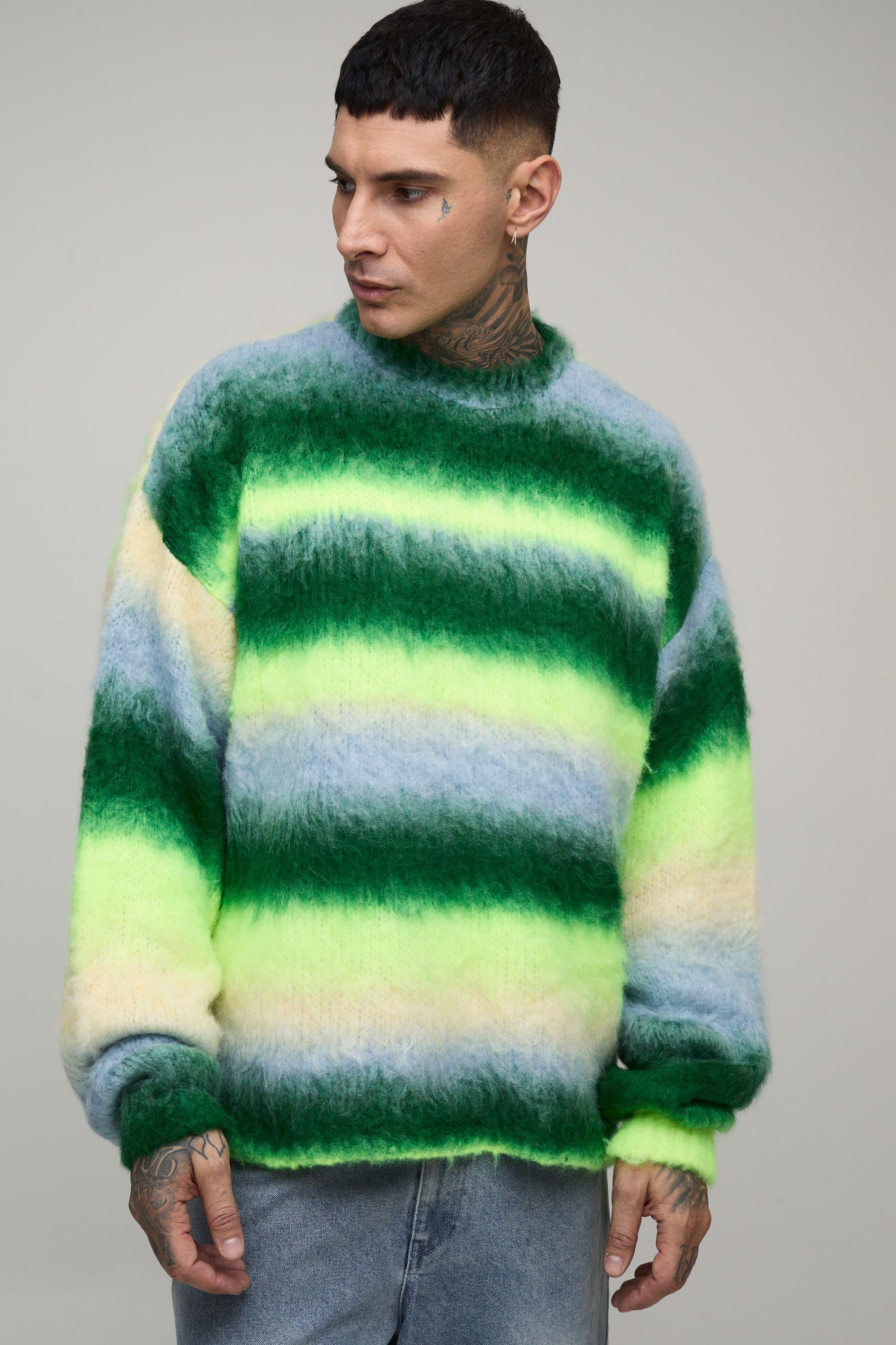 Tall Oversized Brushed Stripe Knitted Jumper by BOOHOOMAN