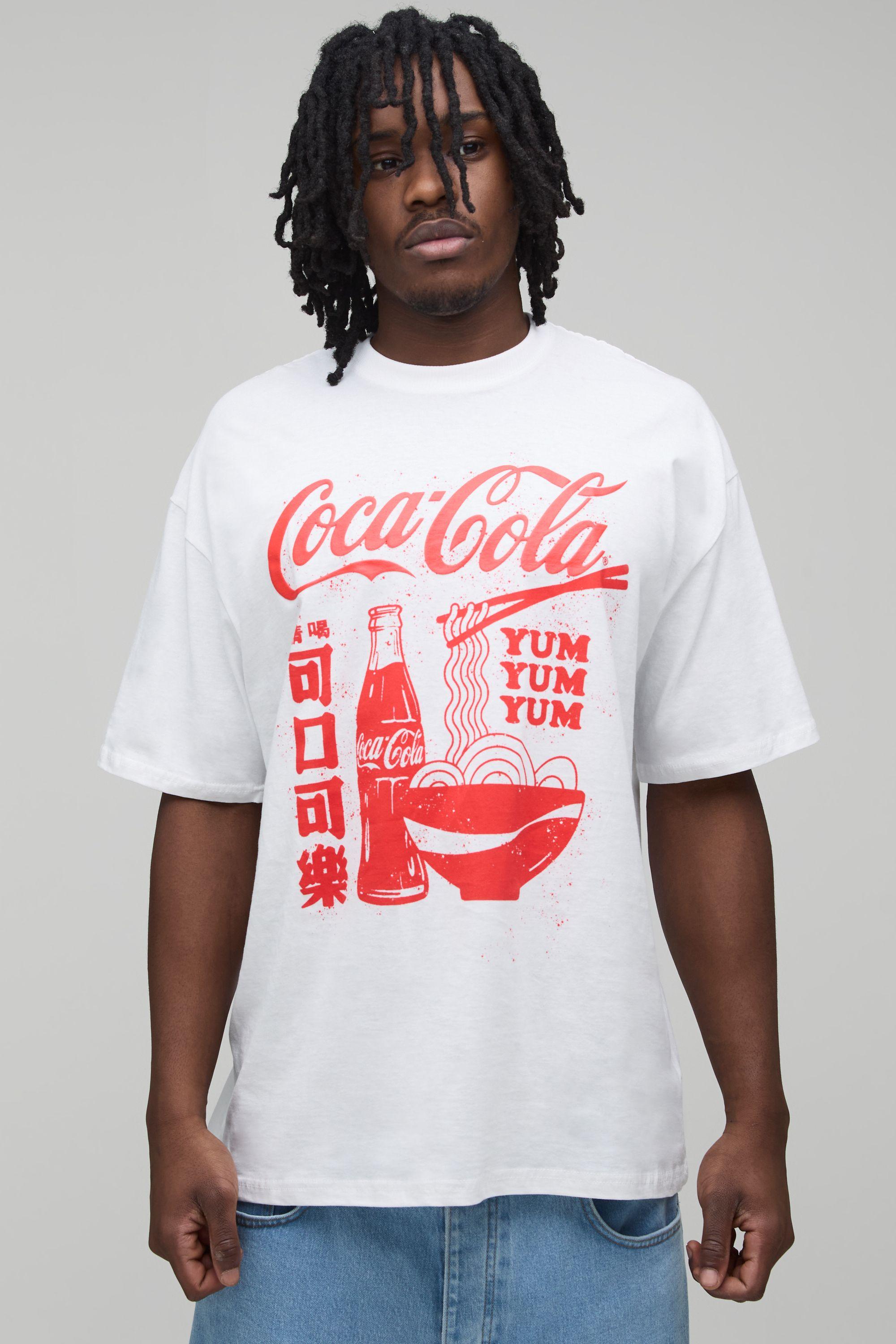 Tall Oversized Coca-Cola License Printed T-Shirt by BOOHOOMAN