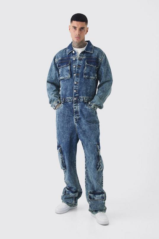 Tall Oversized Denim Boilersuit by BOOHOOMAN