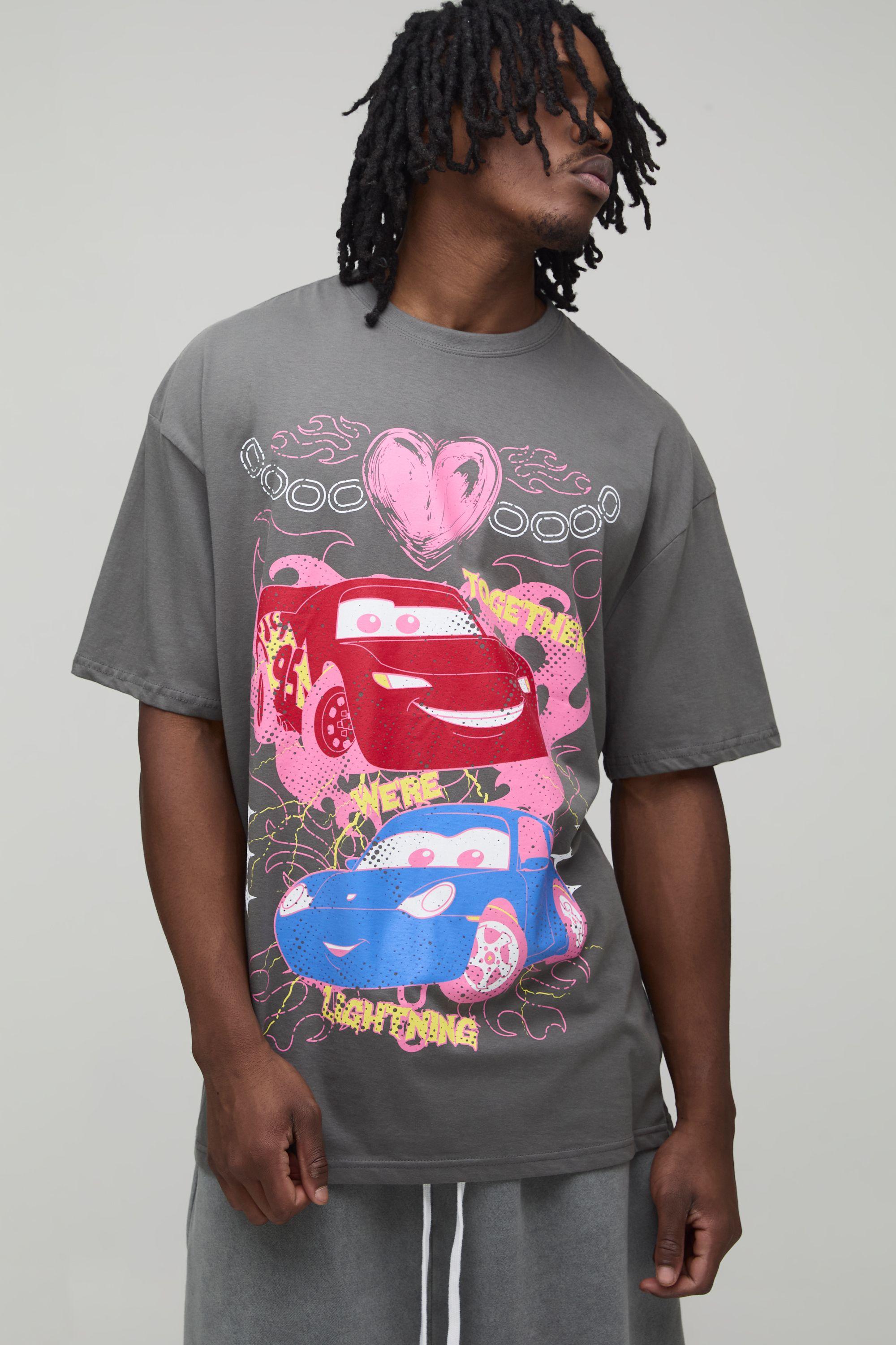 Tall Oversized Disney Cars Lightning McQueen License Printed T-Shirt by BOOHOOMAN