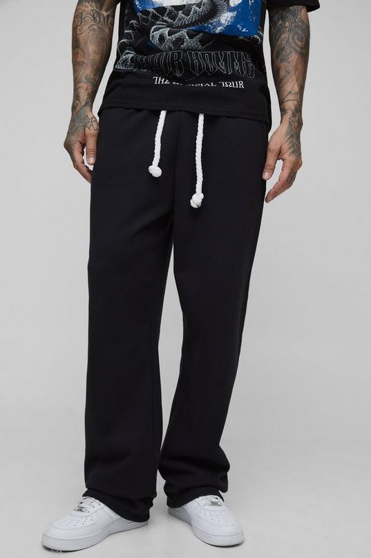 Tall Oversized Double Waistband Rope Drawcord Joggers by BOOHOOMAN
