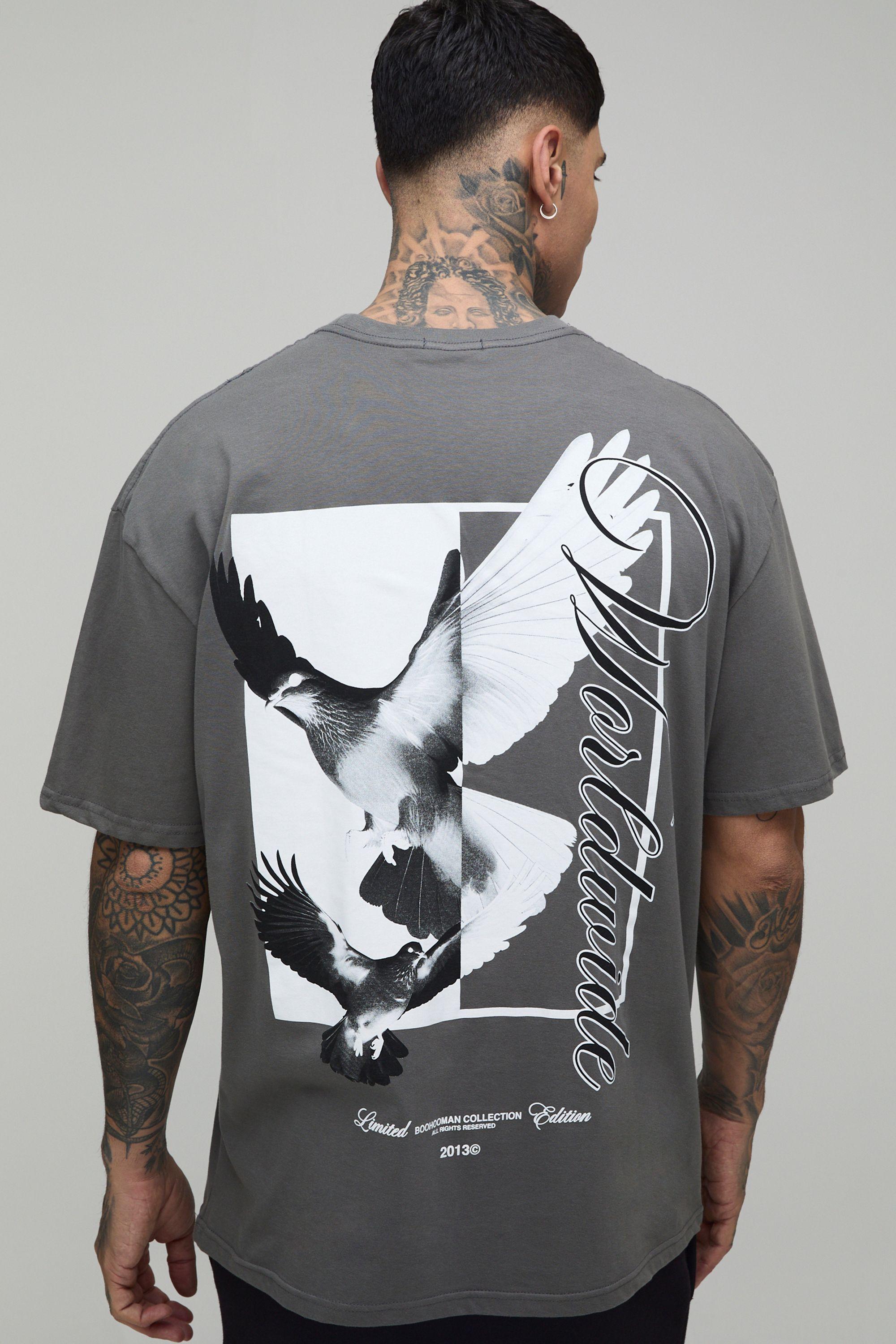 Tall Oversized Dove Worldwide Back Print T-shirt by BOOHOOMAN