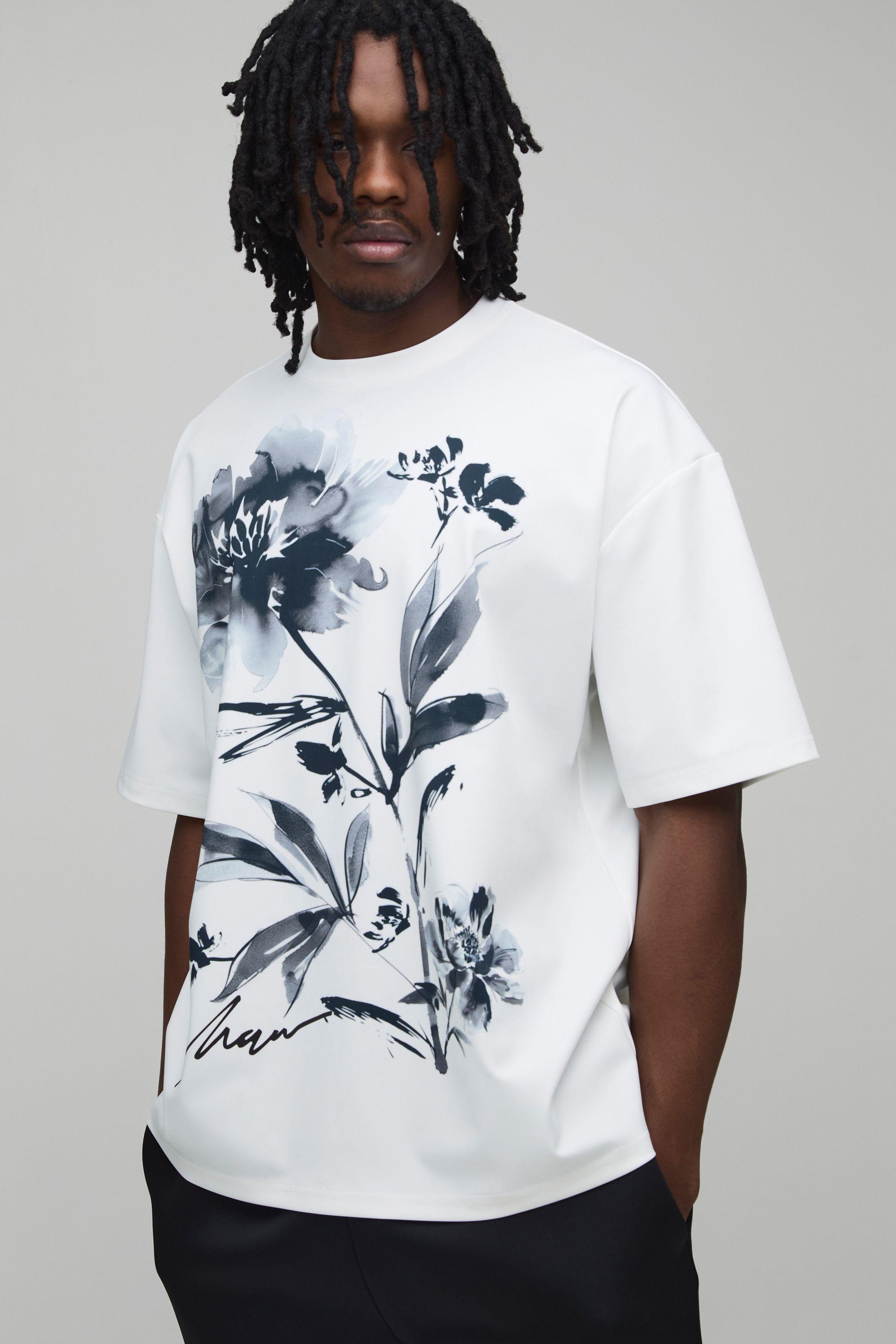 Tall Oversized Floral printed T-shirt by BOOHOOMAN