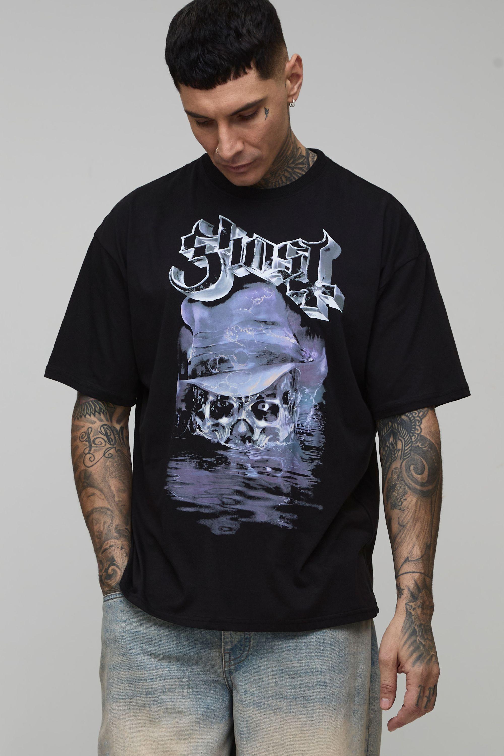 Tall Oversized Ghost License Printed T-Shirt by BOOHOOMAN