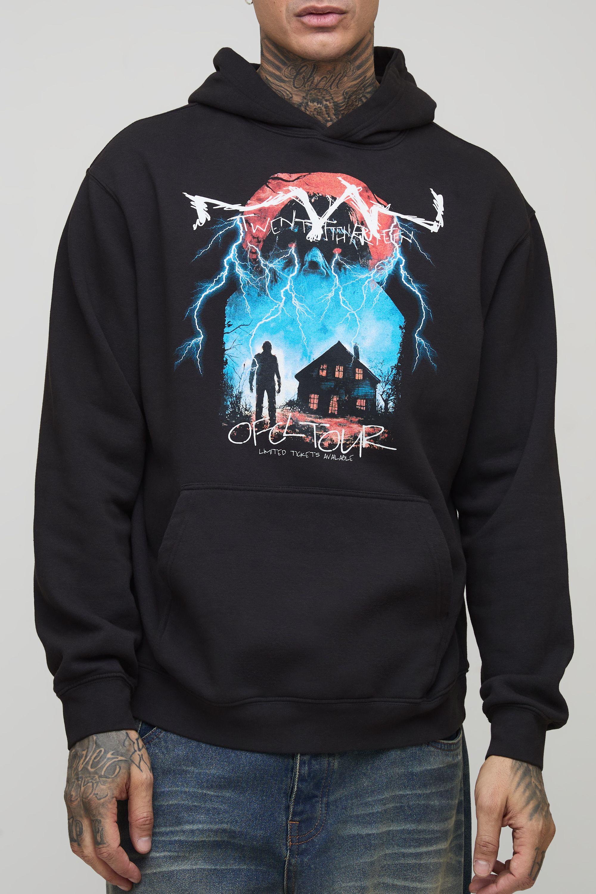 Tall Oversized Gothic OFCL TOUR Man Vintage Wash Print Hoodie by BOOHOOMAN Tall Oversized Gothic OFCL TOUR Man Vintage Wash Print Hoodie by BOOHOOMAN