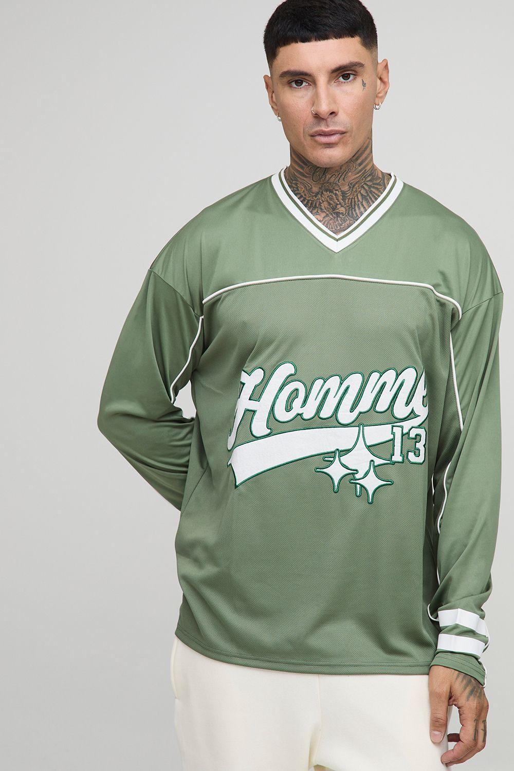 Tall Oversized Homme Mesh Baseball Long Sleeve T-Shirt by BOOHOOMAN