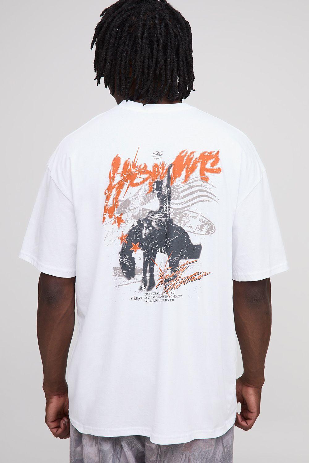 Tall Oversized Homme Western Print T-Shirt by BOOHOOMAN Tall Oversized Homme Western Print T-Shirt by BOOHOOMAN