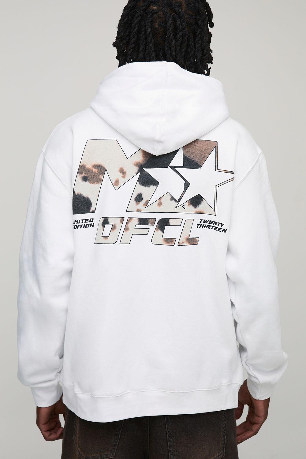 Tall Oversized M-Star Cow Print Hoodie by BOOHOOMAN