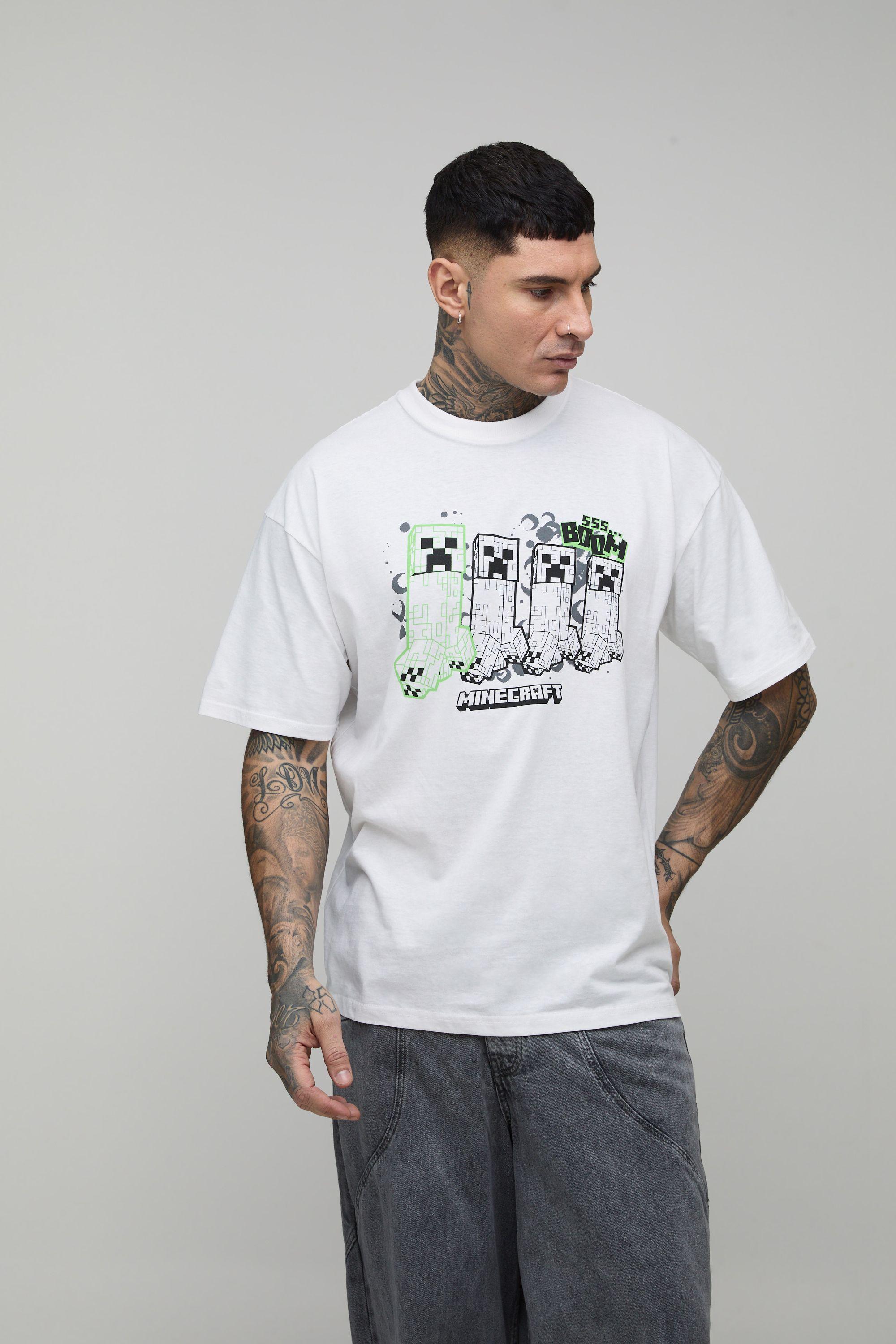 Tall Oversized Minecraft License Printed T-Shirt by BOOHOOMAN