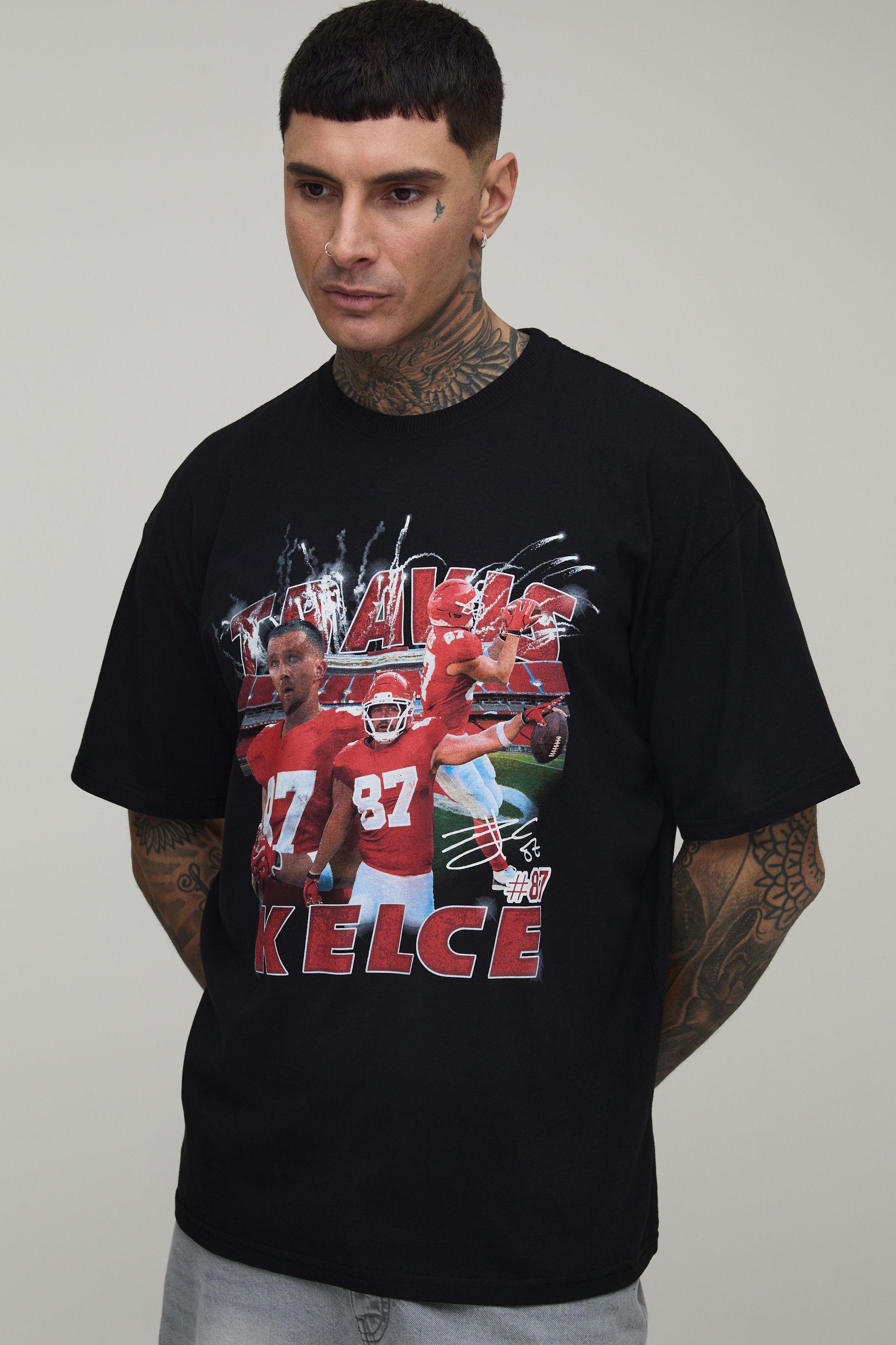 Tall Oversized NFLPA Travis Kelce License Printed T-Shirt by BOOHOOMAN