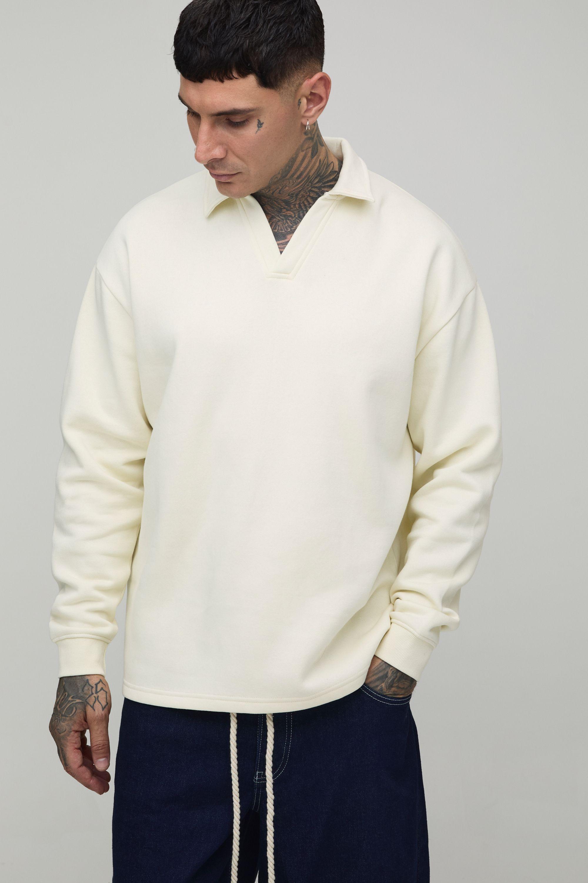 Tall Oversized Revere Neck Rugby Polo by BOOHOOMAN