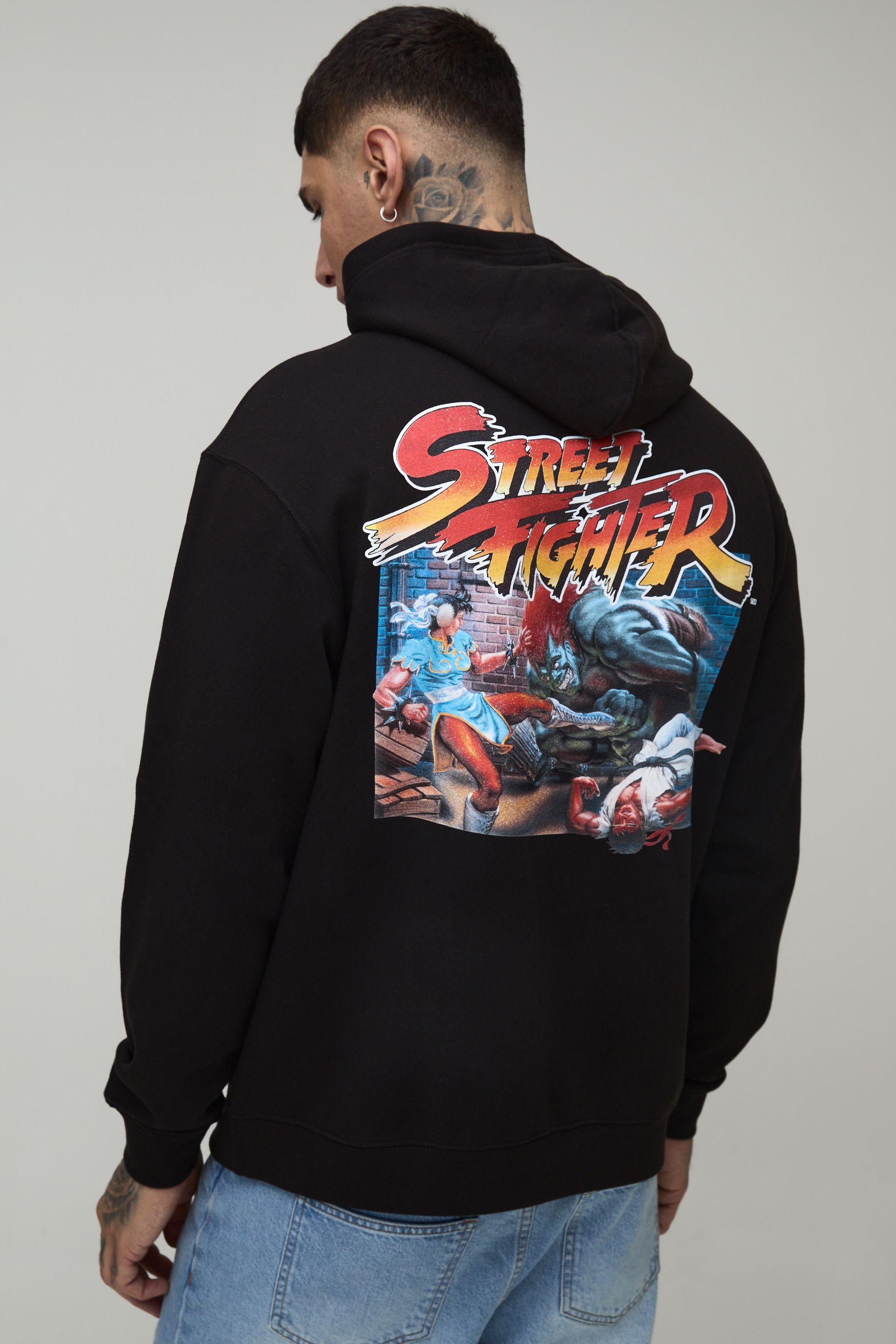 Tall Oversized Street Fighter Licensed Printed Hoodie by BOOHOOMAN