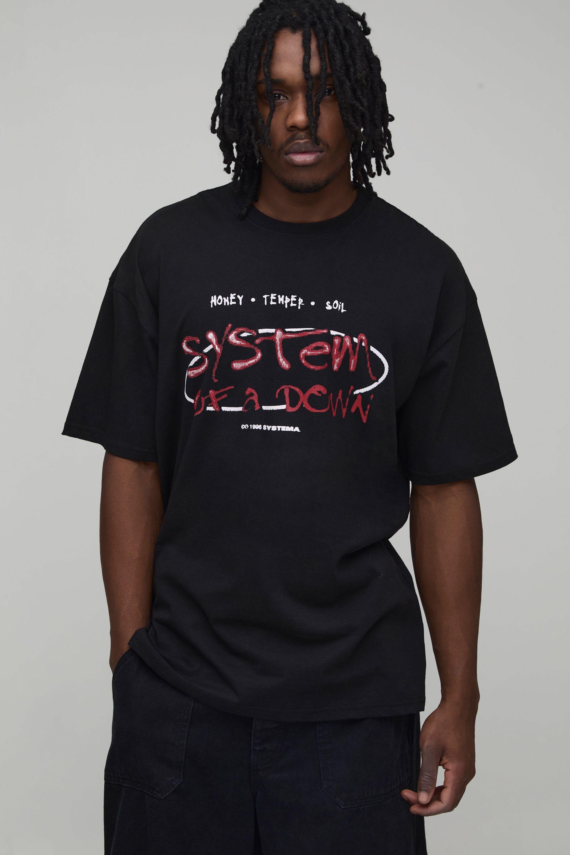 Tall Oversized System of a Down License Printed T-Shirt by BOOHOOMAN
