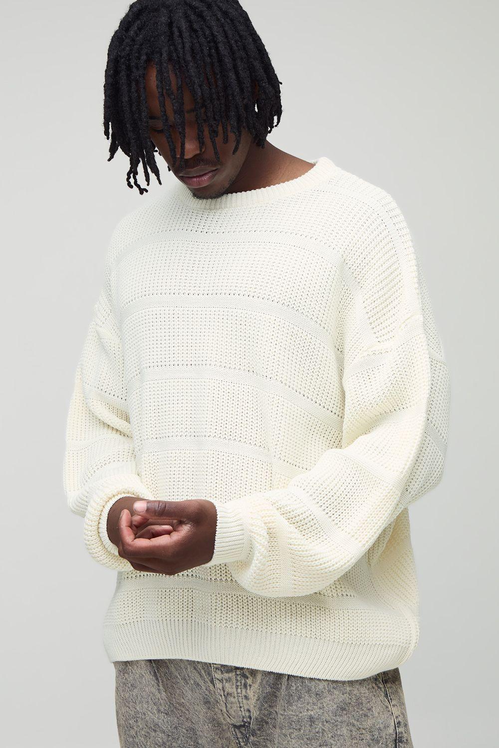 Tall Oversized Textured Knit Fisherman Jumper by BOOHOOMAN