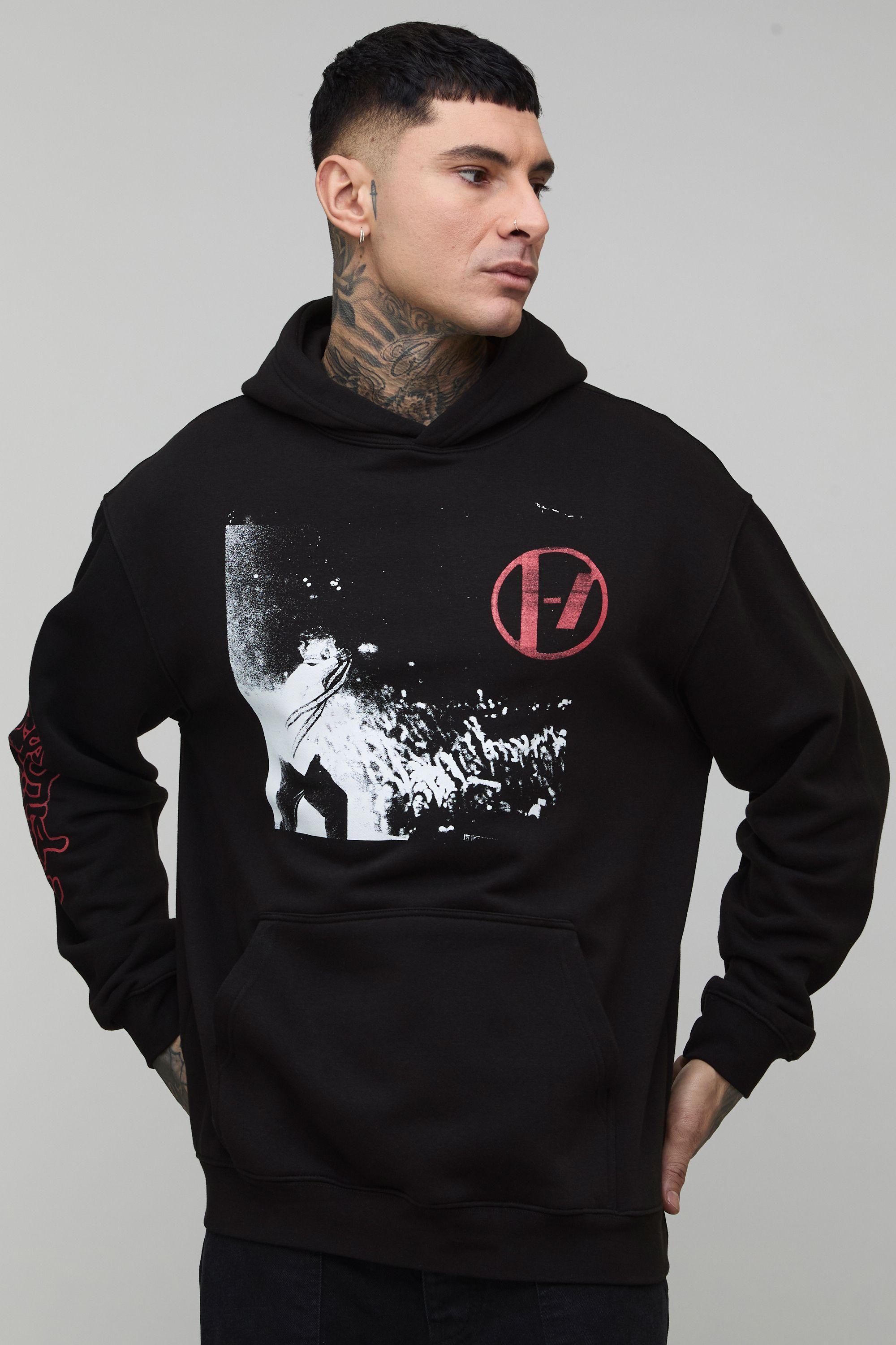 Tall Oversized Twenty One Pilots License Printed Hoodie by BOOHOOMAN