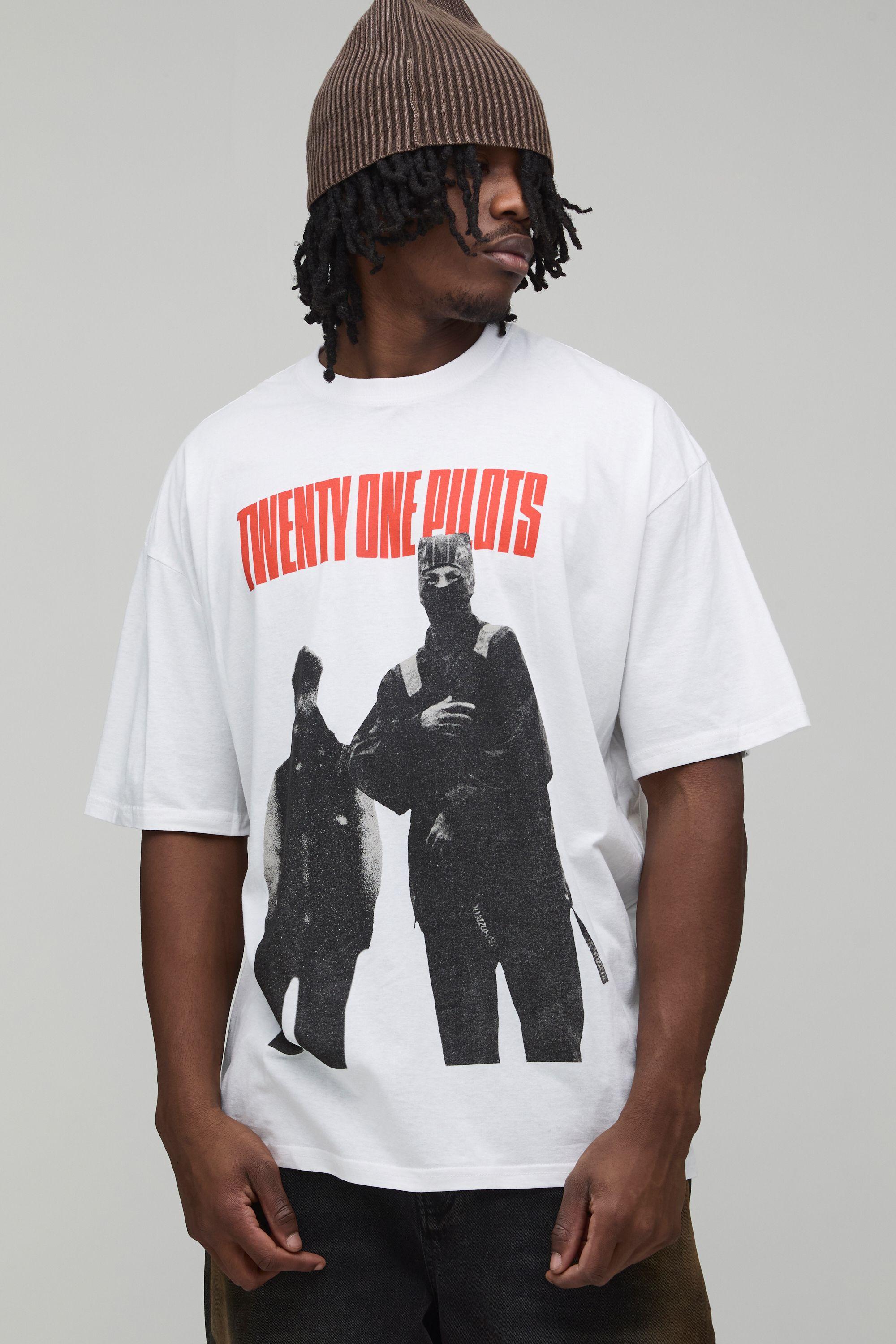 Tall Oversized Twenty One Pilots License Printed T-Shirt by BOOHOOMAN