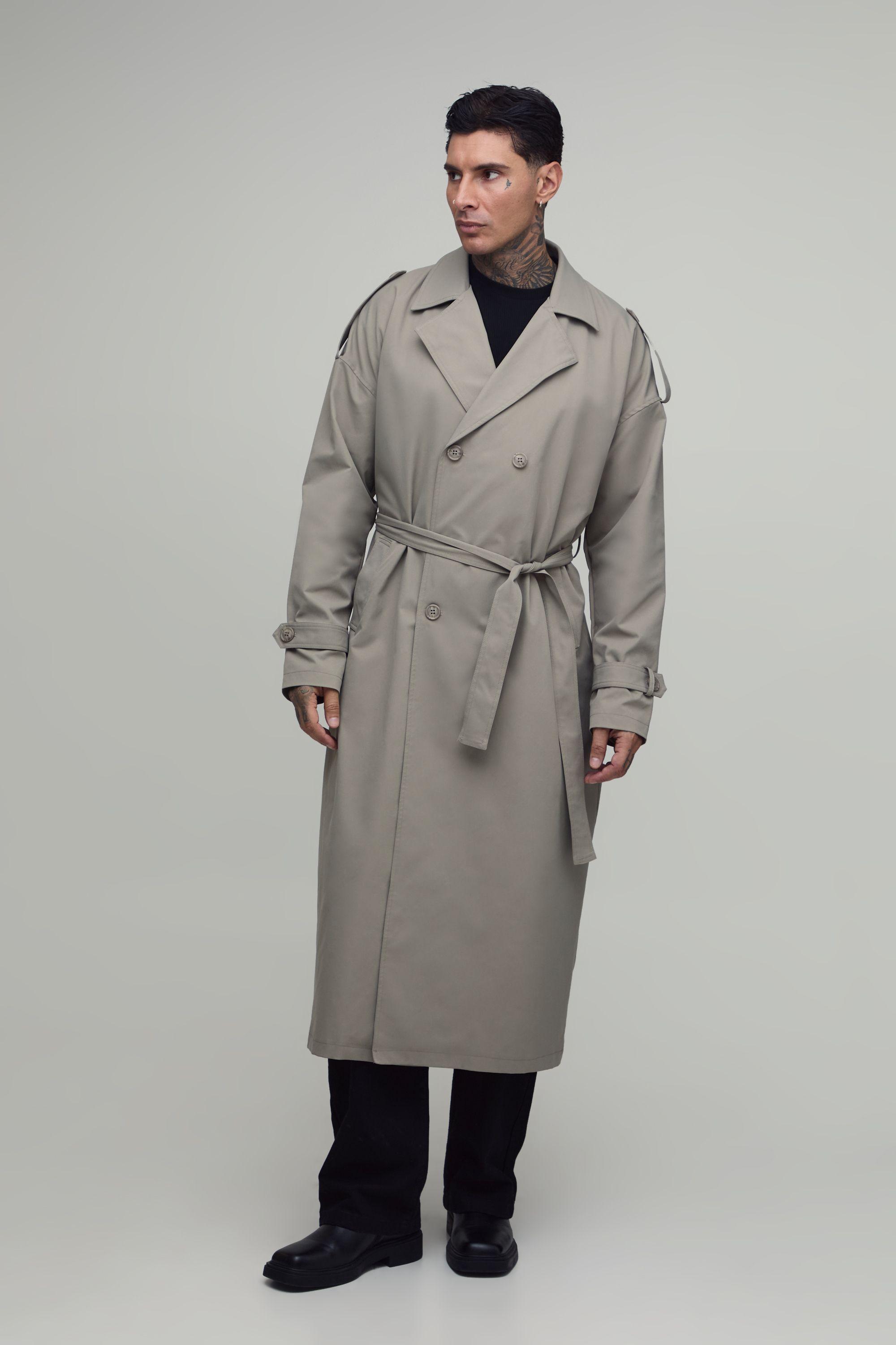 Tall Oversized Twill Trench Coat by BOOHOOMAN