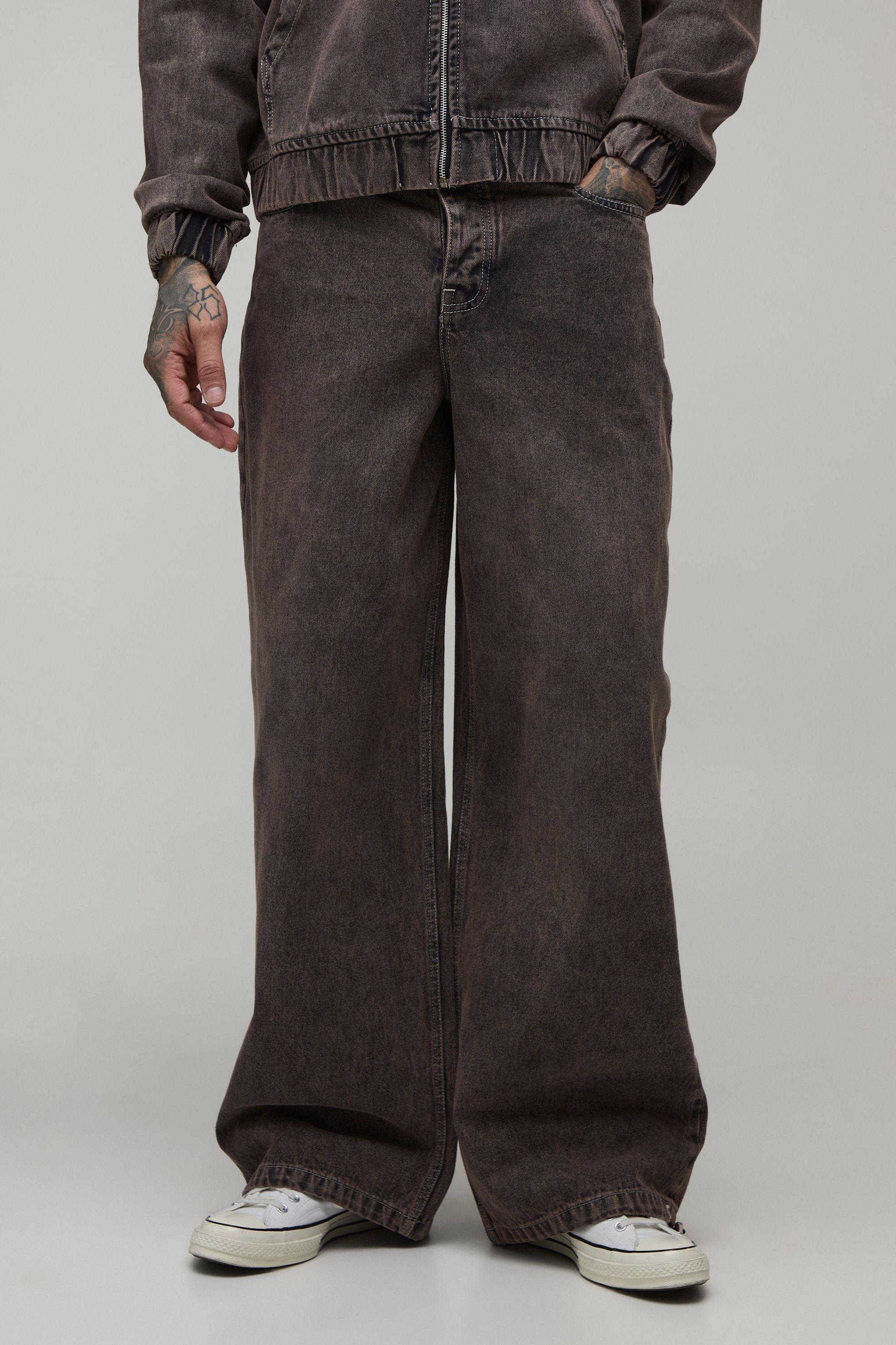 Tall Parachute Fit Washed Jeans by BOOHOOMAN
