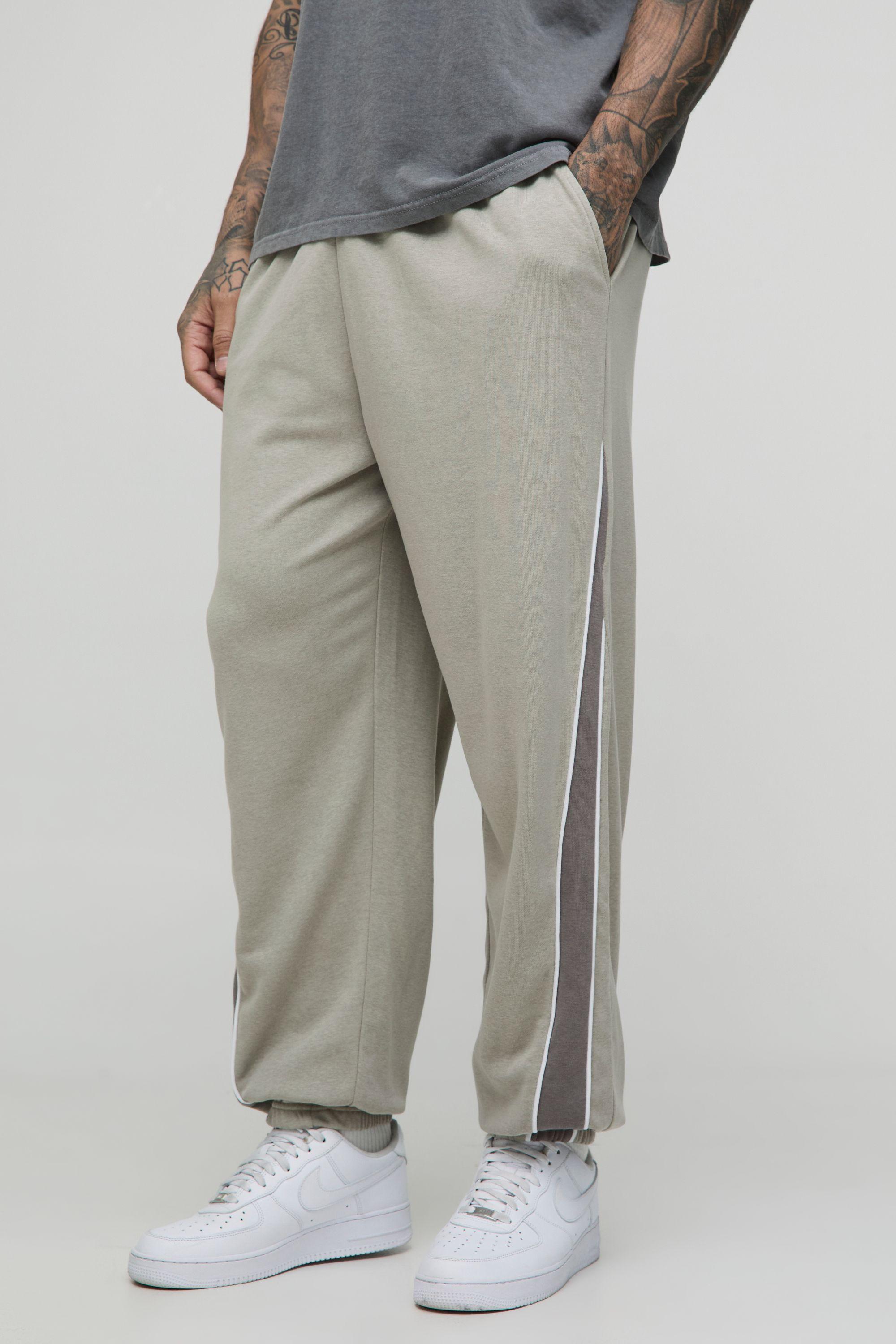 Tall Piping Detail Loopback Oversized Gusset Joggers by BOOHOOMAN