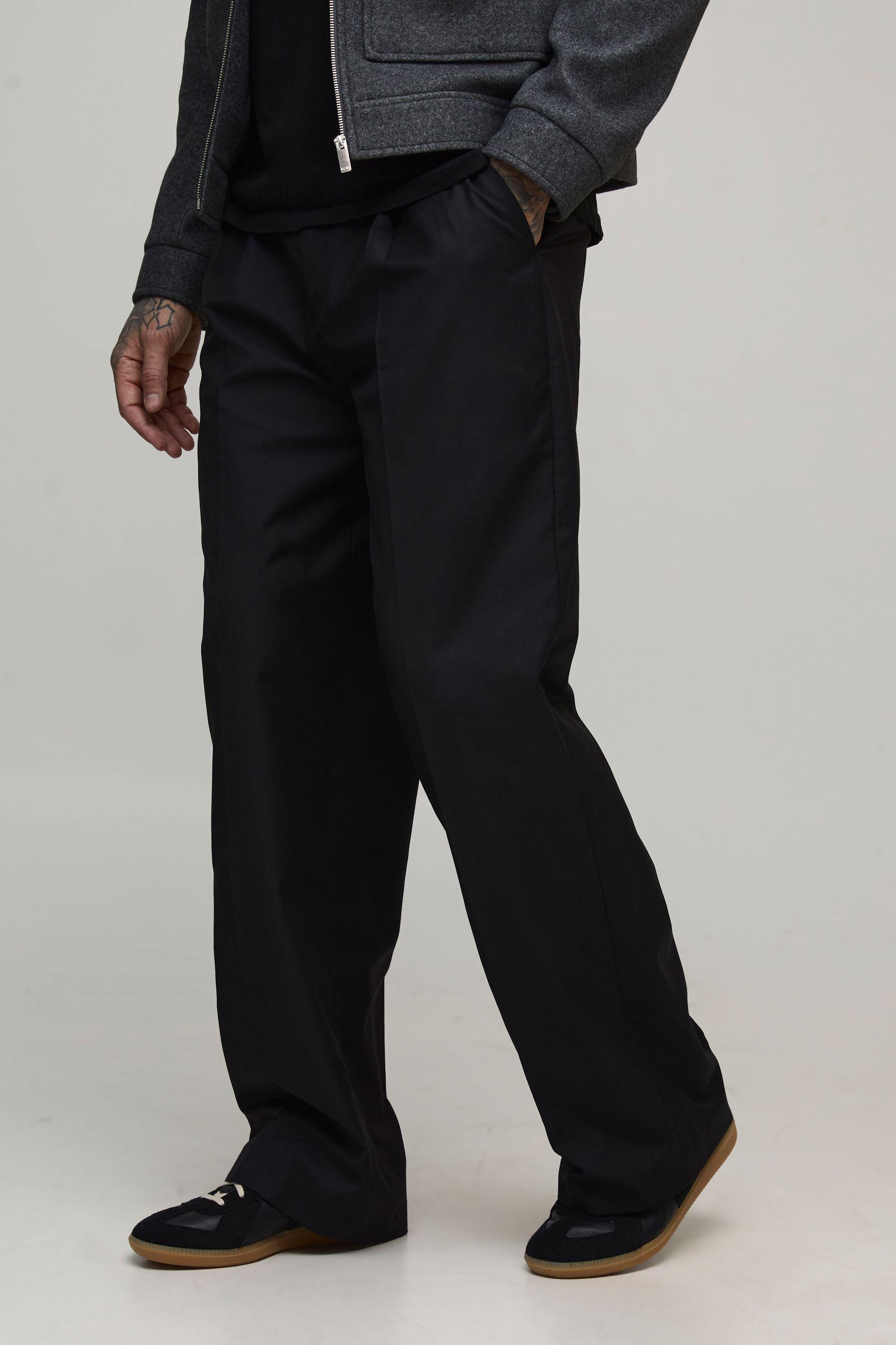 Tall Pleat Front Wide Leg Tailored Trousers by BOOHOOMAN