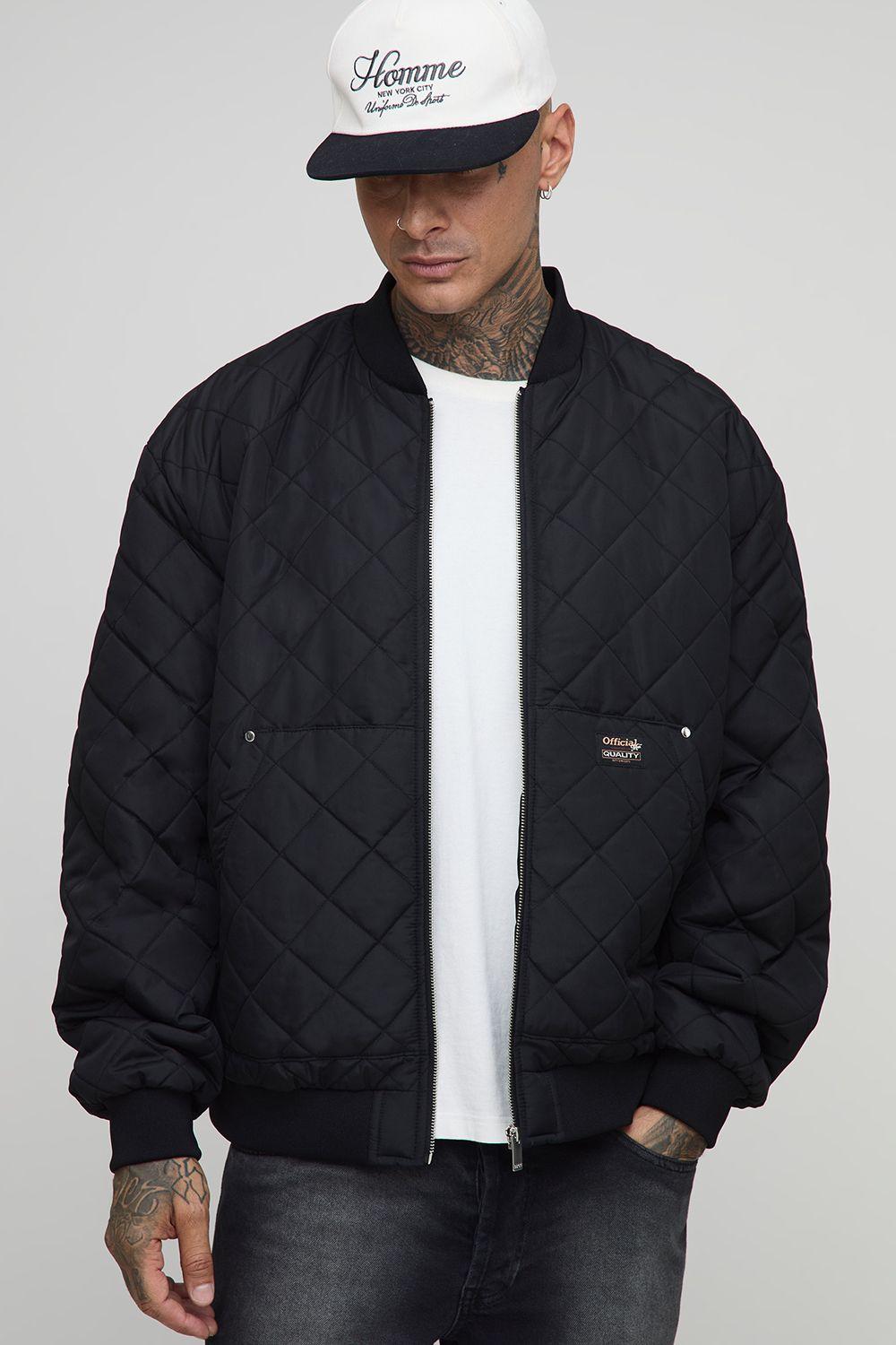 Tall Quilted Carpenter Pocket Regular Fit Bomber Jacket by BOOHOOMAN