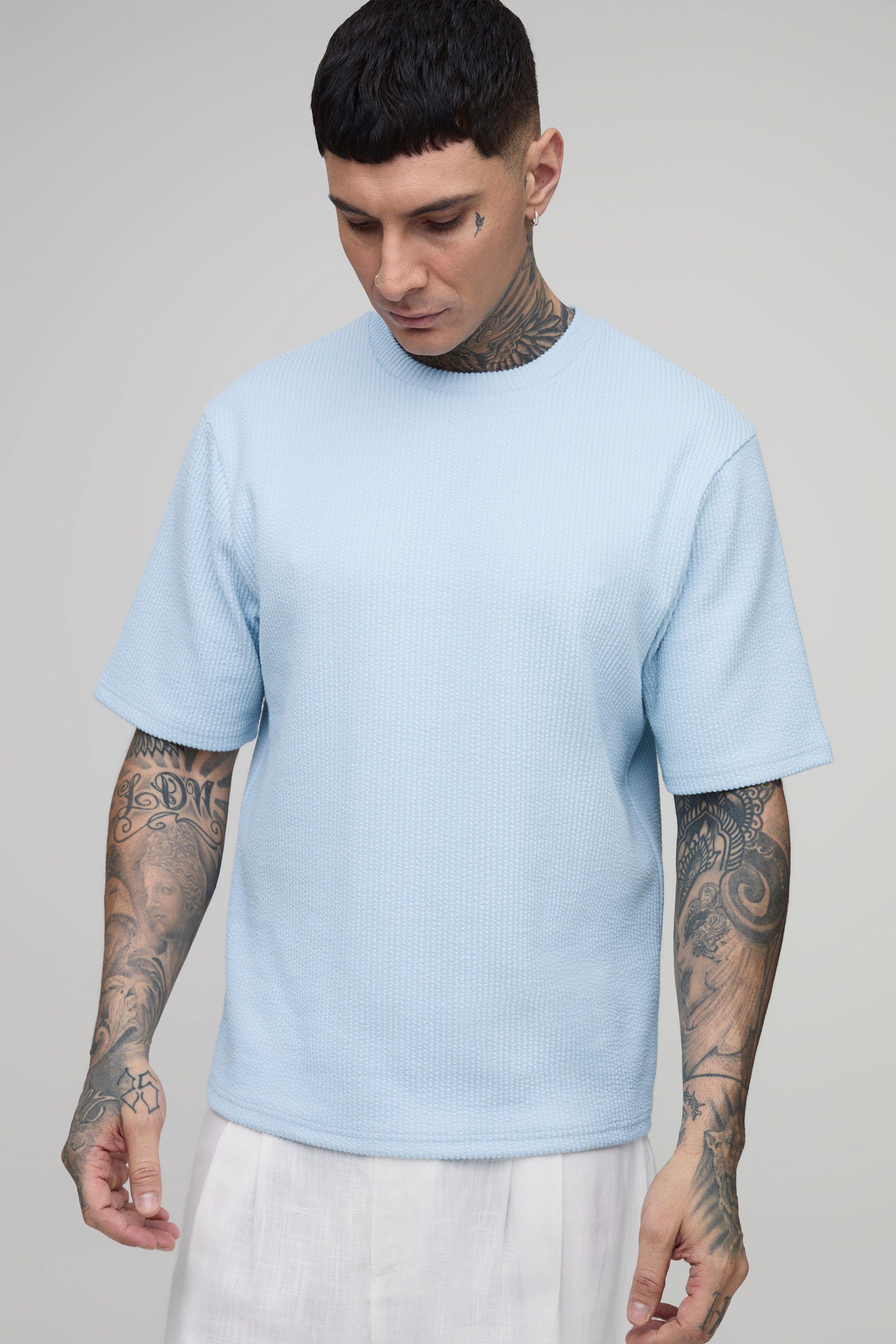 Tall Regular Boxy Pleated Interlock T-shirt by BOOHOOMAN
