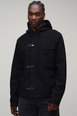 Tall Regular Fit Boucle Duffle Clasp Hooded Jacket by BOOHOOMAN Tall Regular Fit Boucle Duffle Clasp Hooded Jacket by BOOHOOMAN