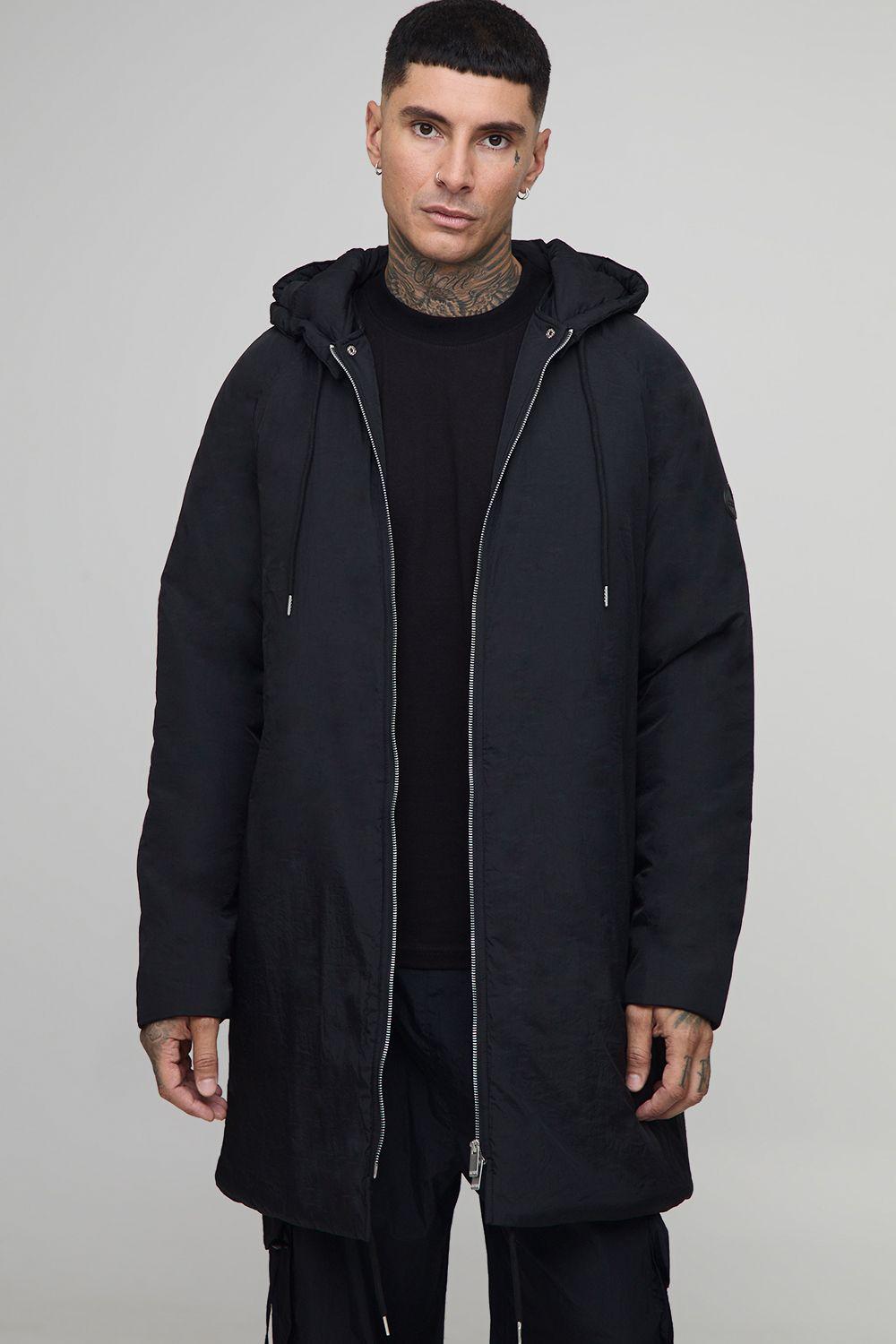 Tall Regular Fit Longline Hooded Zip Up Padded Parka by BOOHOOMAN