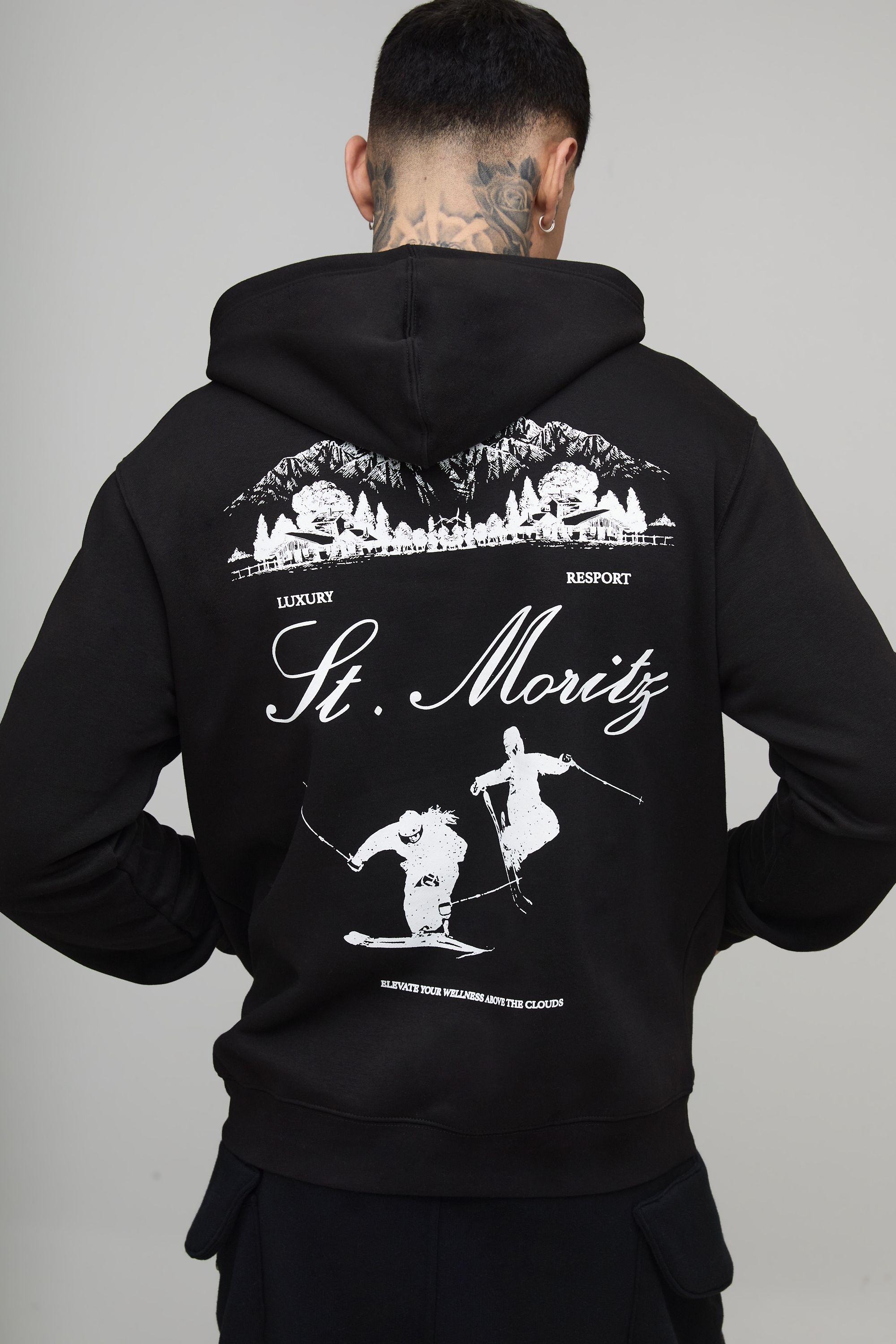 Tall Regular Fit Mont Blanc Ski Graphic Hoodie by BOOHOOMAN Tall Regular Fit Mont Blanc Ski Graphic Hoodie by BOOHOOMAN