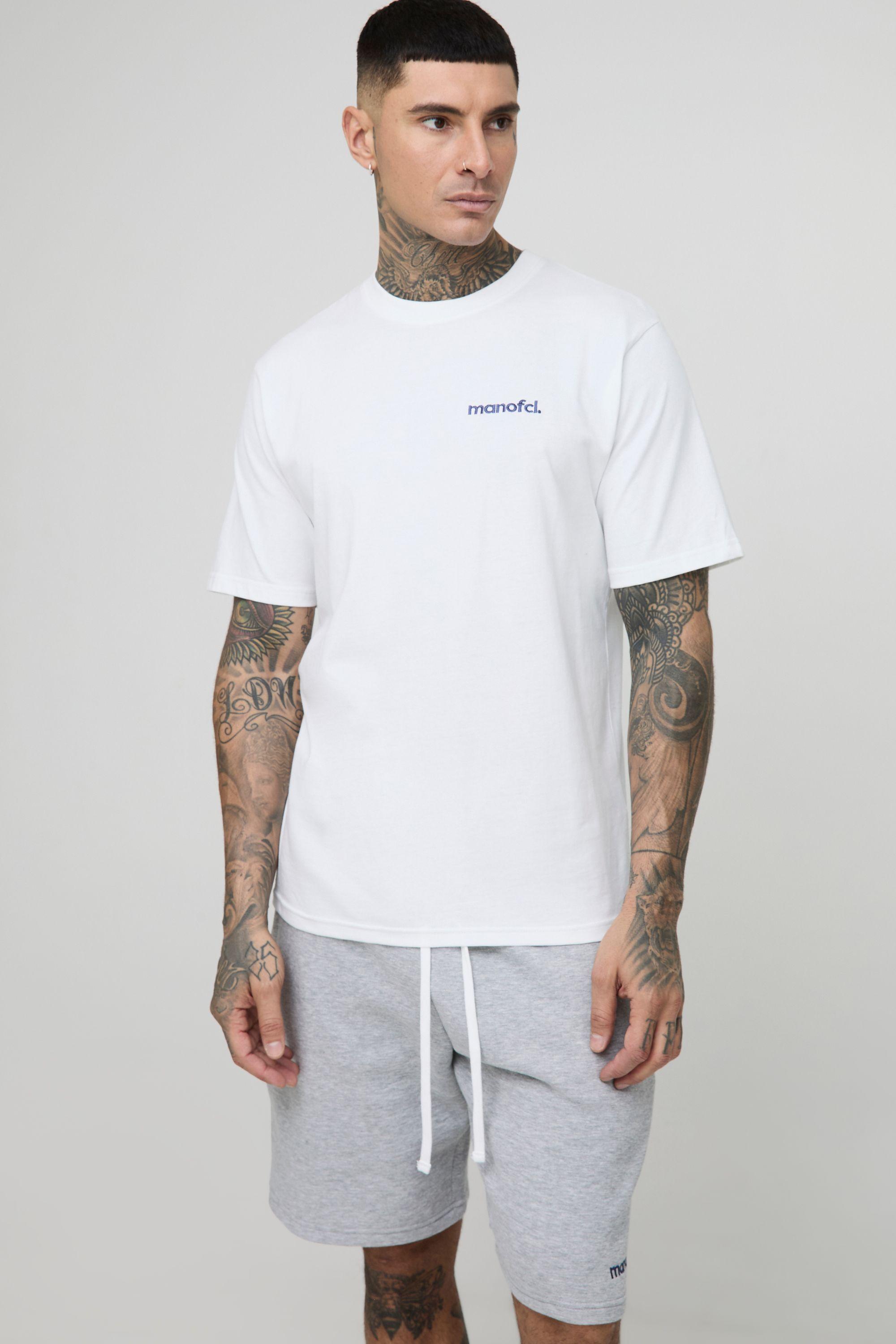 Tall Regular Man OFCL Embroidered T-Shirt & Relaxed Jersey Short Set by BOOHOOMAN
