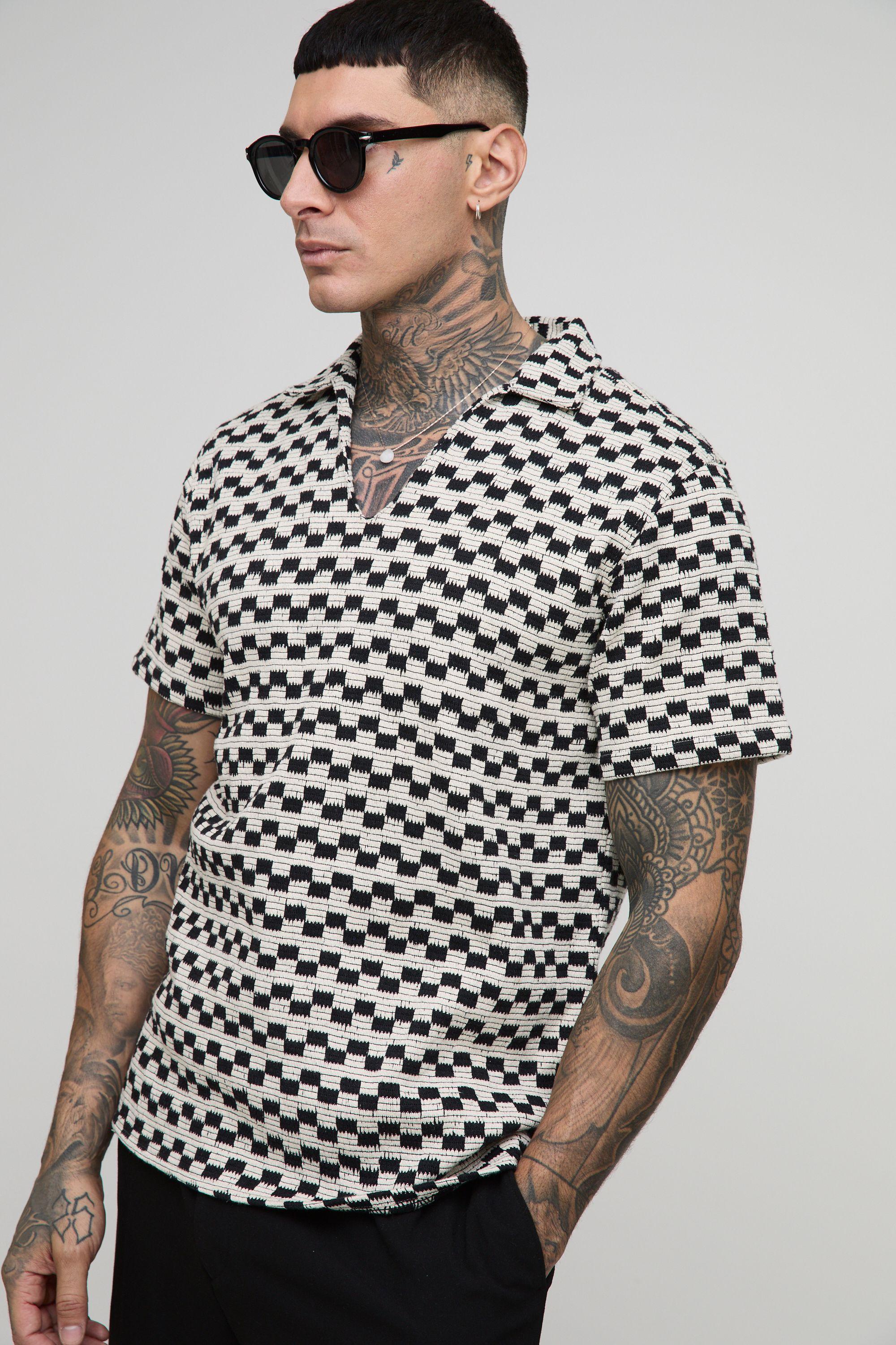 Tall Regular Overhead V-Neck Shirt by BOOHOOMAN