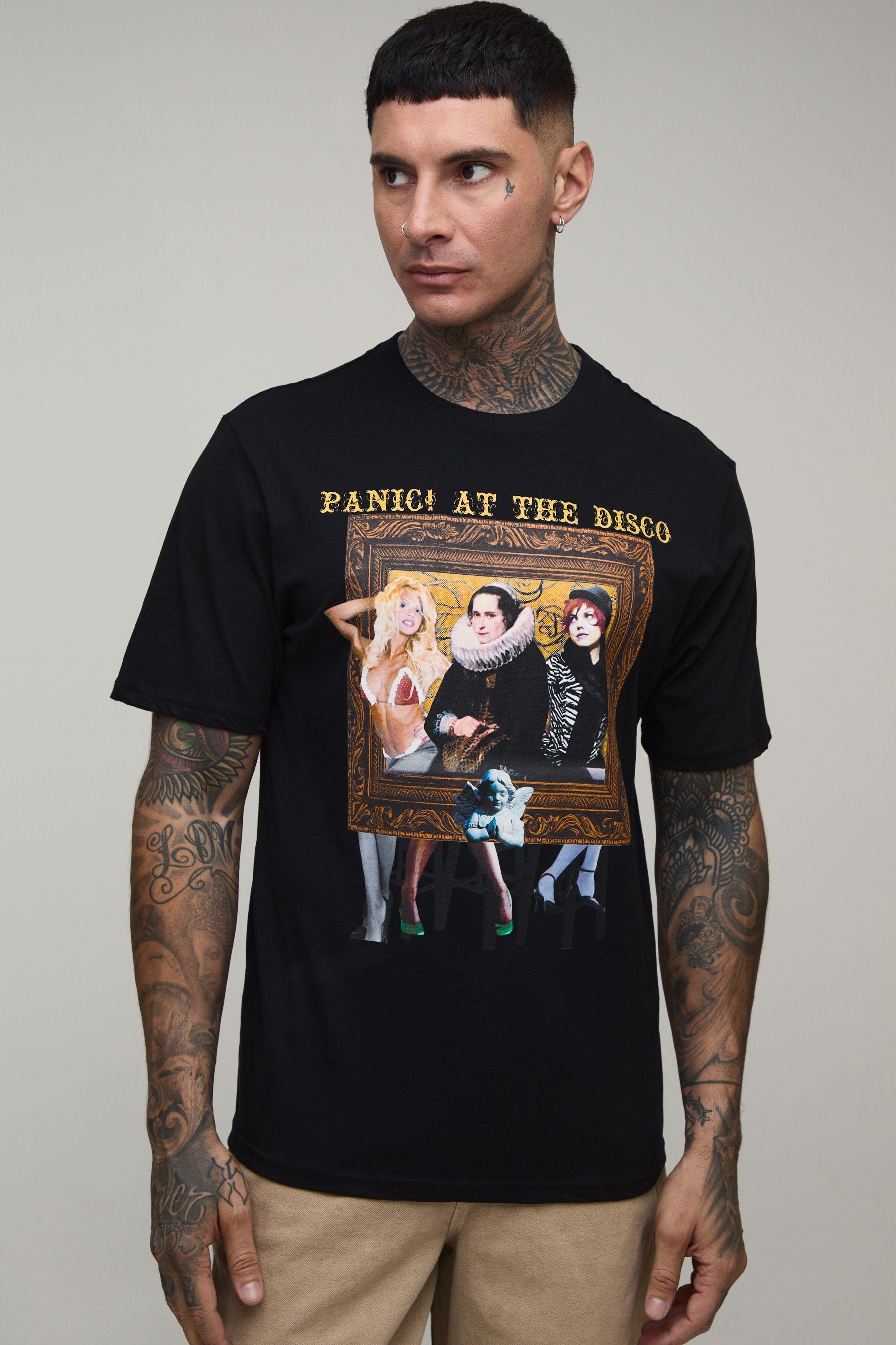 Tall Regular Panic At The Disco License Print T-shirt by BOOHOOMAN