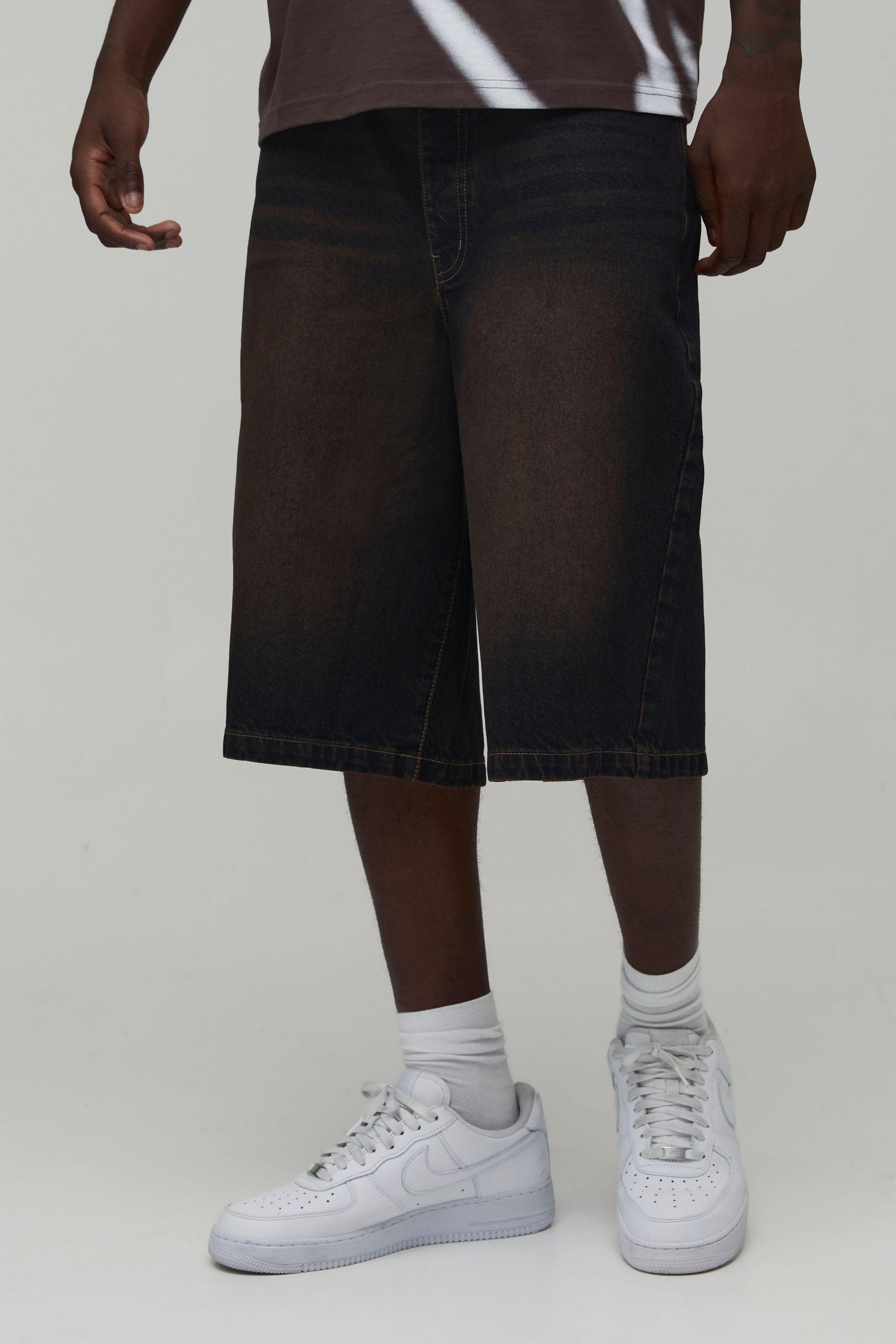 Tall Regular Rigid Denim Jorts by BOOHOOMAN