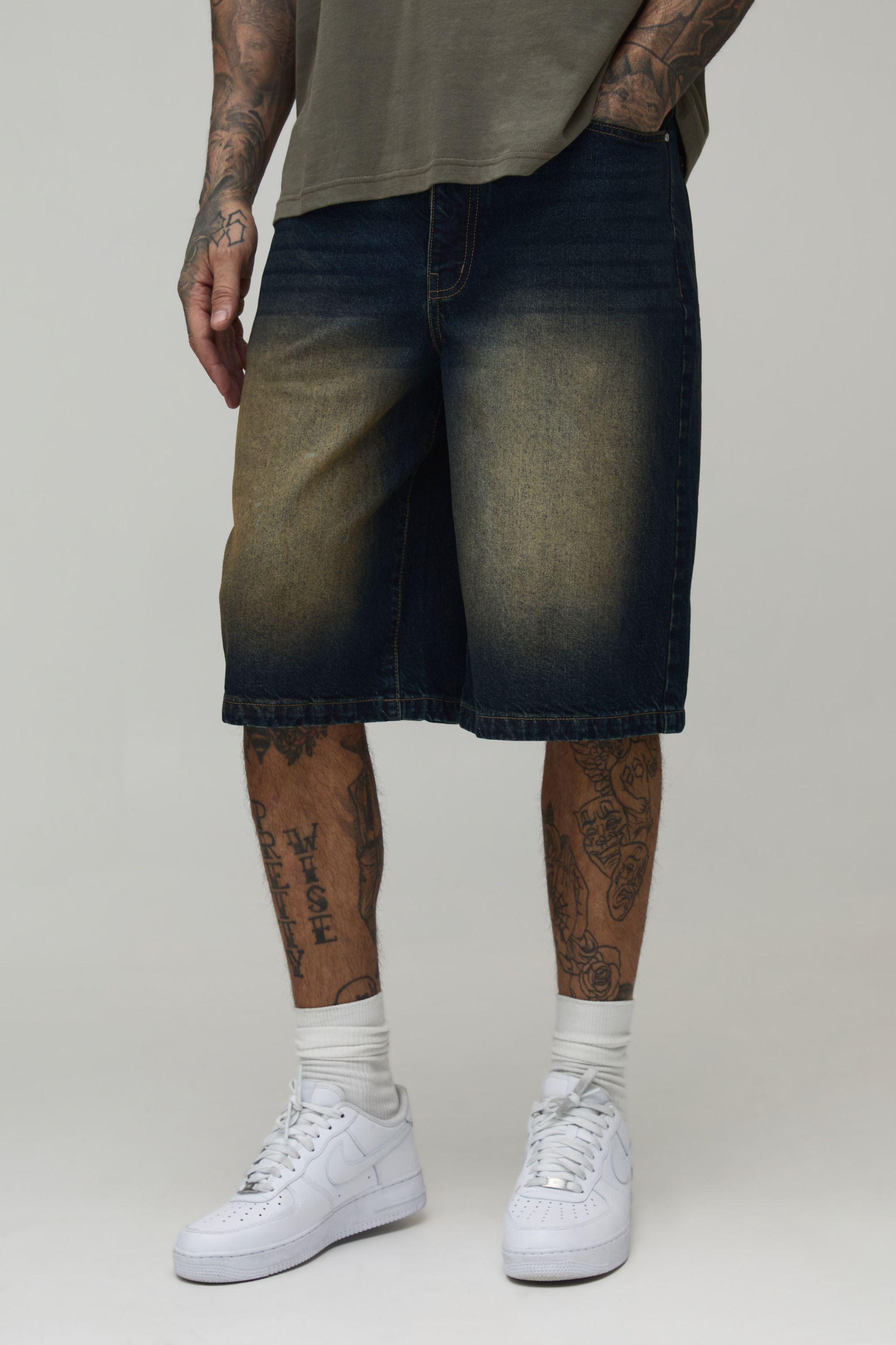 Tall Regular Rigid Denim Jorts by BOOHOOMAN