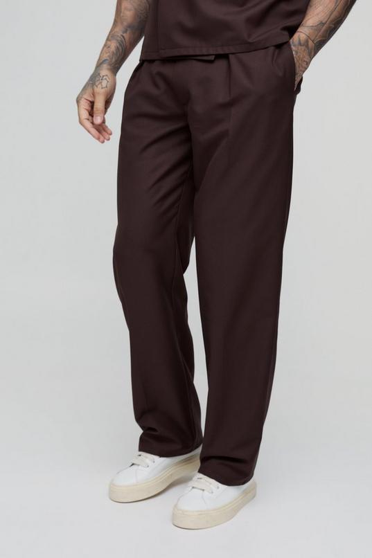 Tall Relaxed Fit Tailored Belted Pleat Trousers by BOOHOOMAN