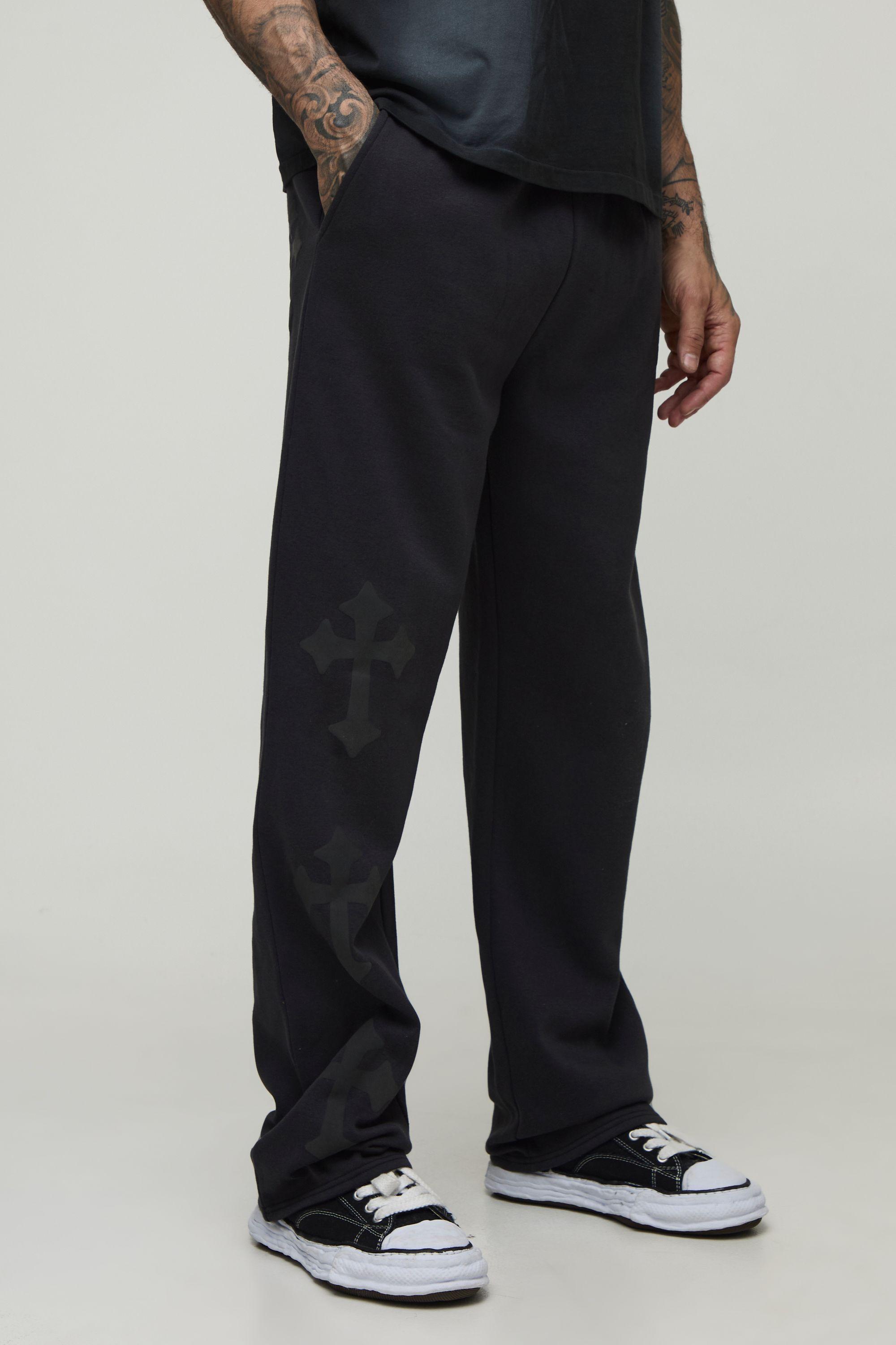 Tall Relaxed Puff Print Cross Joggers by BOOHOOMAN